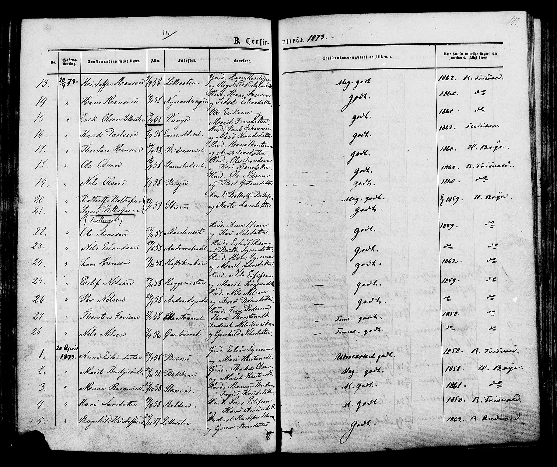 Lom prestekontor, SAH/PREST-070/K/L0007: Parish register (official) no. 7, 1863-1884, p. 149