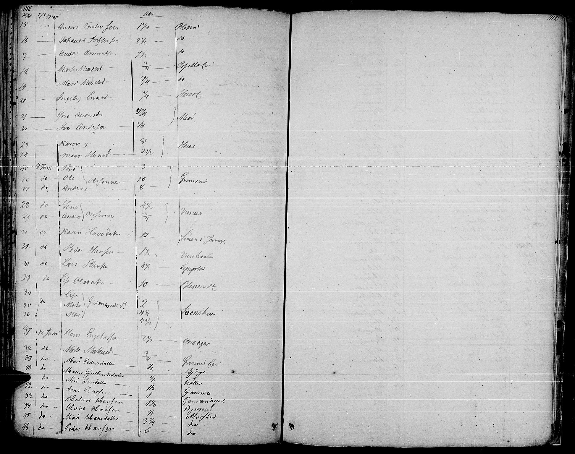 Gran prestekontor, AV/SAH-PREST-112/H/Ha/Haa/L0010: Parish register (official) no. 10, 1824-1842, p. 1111-1112