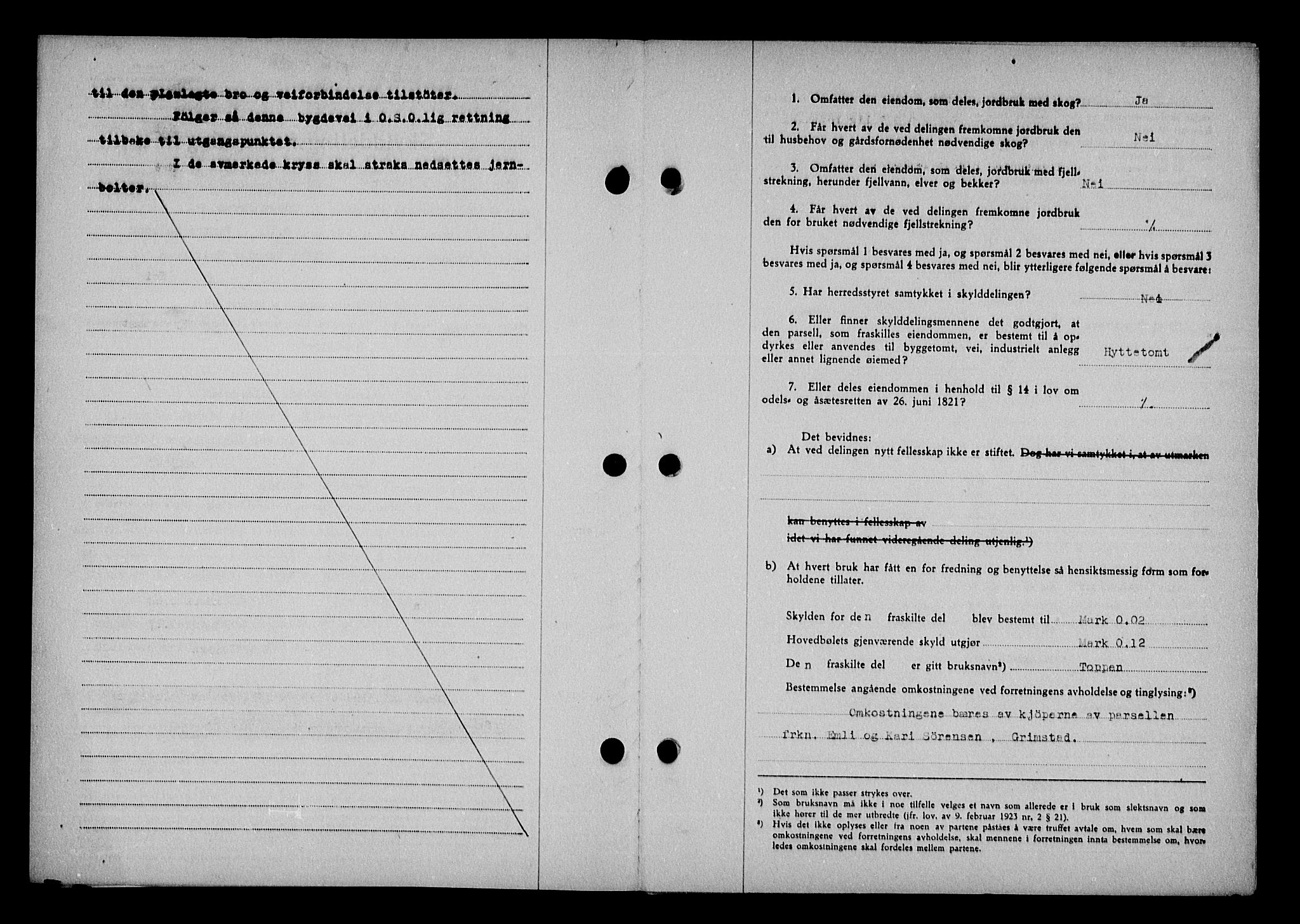 Vestre Nedenes/Sand sorenskriveri, SAK/1221-0010/G/Gb/Gba/L0053: Mortgage book no. A 6, 1944-1945, Diary no: : 40/1944