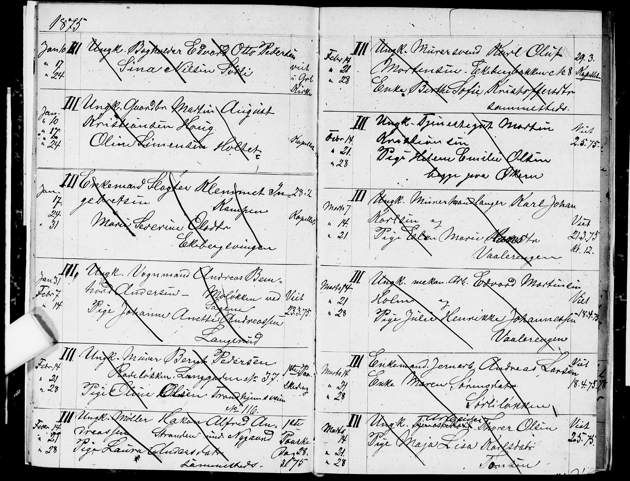 Østre Aker prestekontor Kirkebøker, AV/SAO-A-10840/H/Ha/L0003: Banns register no. I 3, 1873-1878