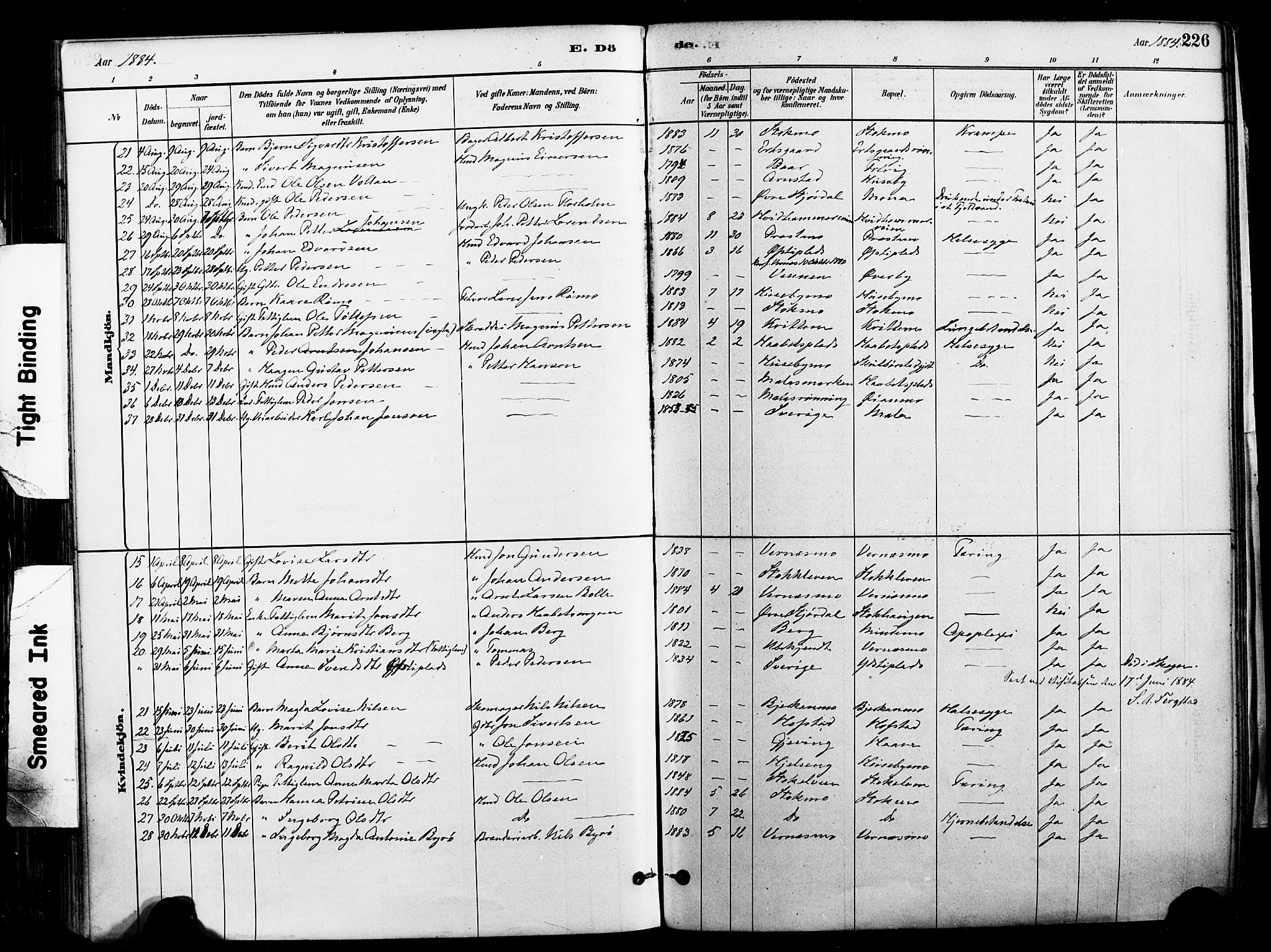 Ministerialprotokoller, klokkerbøker og fødselsregistre - Nord-Trøndelag, SAT/A-1458/709/L0077: Parish register (official) no. 709A17, 1880-1895, p. 226