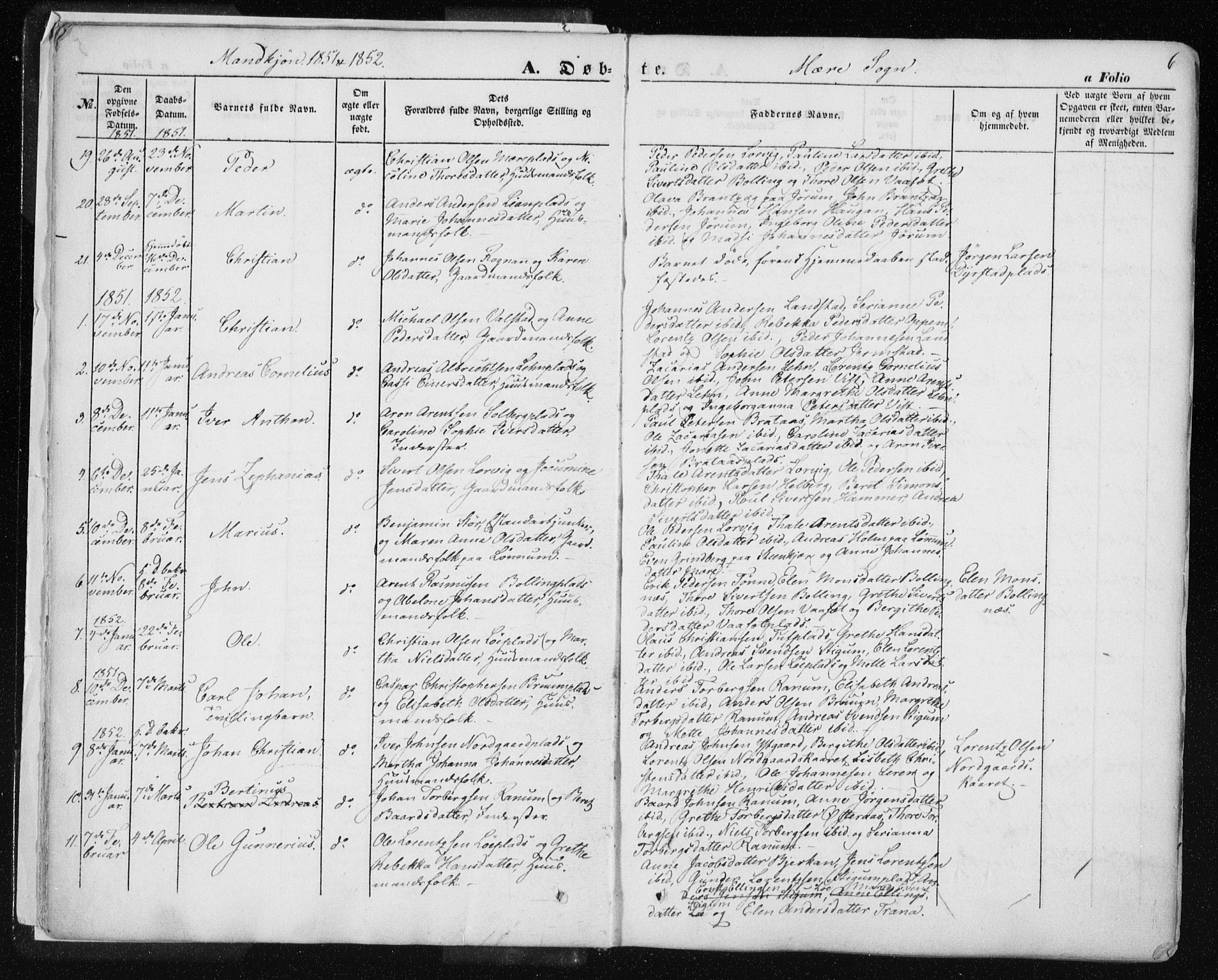 Ministerialprotokoller, klokkerbøker og fødselsregistre - Nord-Trøndelag, SAT/A-1458/735/L0342: Parish register (official) no. 735A07 /1, 1849-1862, p. 6