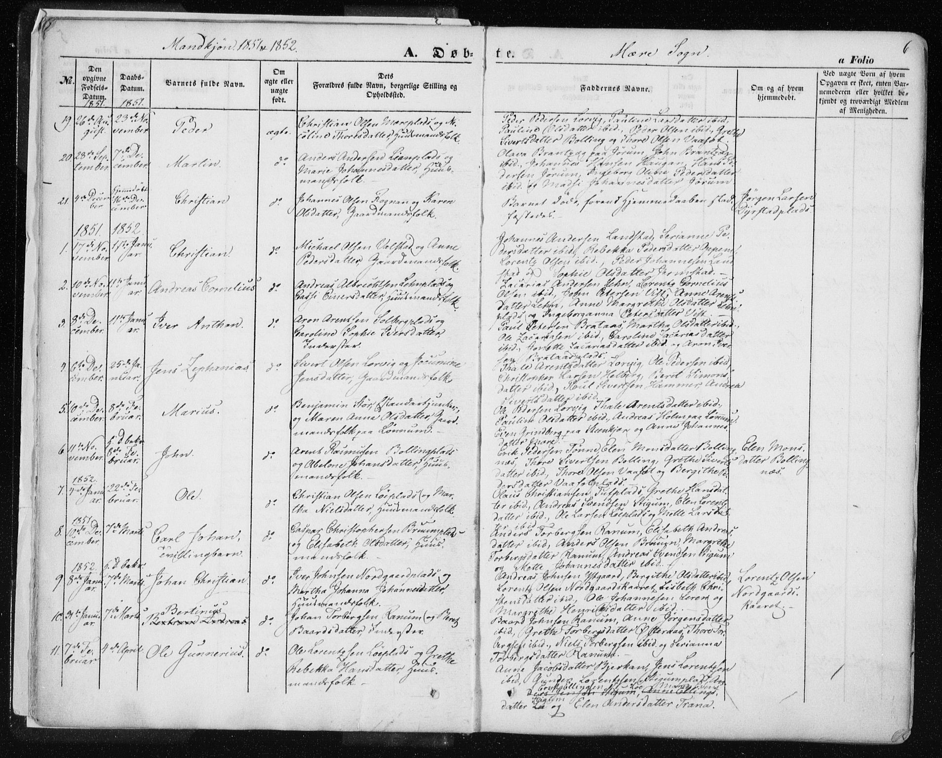 Ministerialprotokoller, klokkerbøker og fødselsregistre - Nord-Trøndelag, AV/SAT-A-1458/735/L0342: Parish register (official) no. 735A07 /1, 1849-1862, p. 6