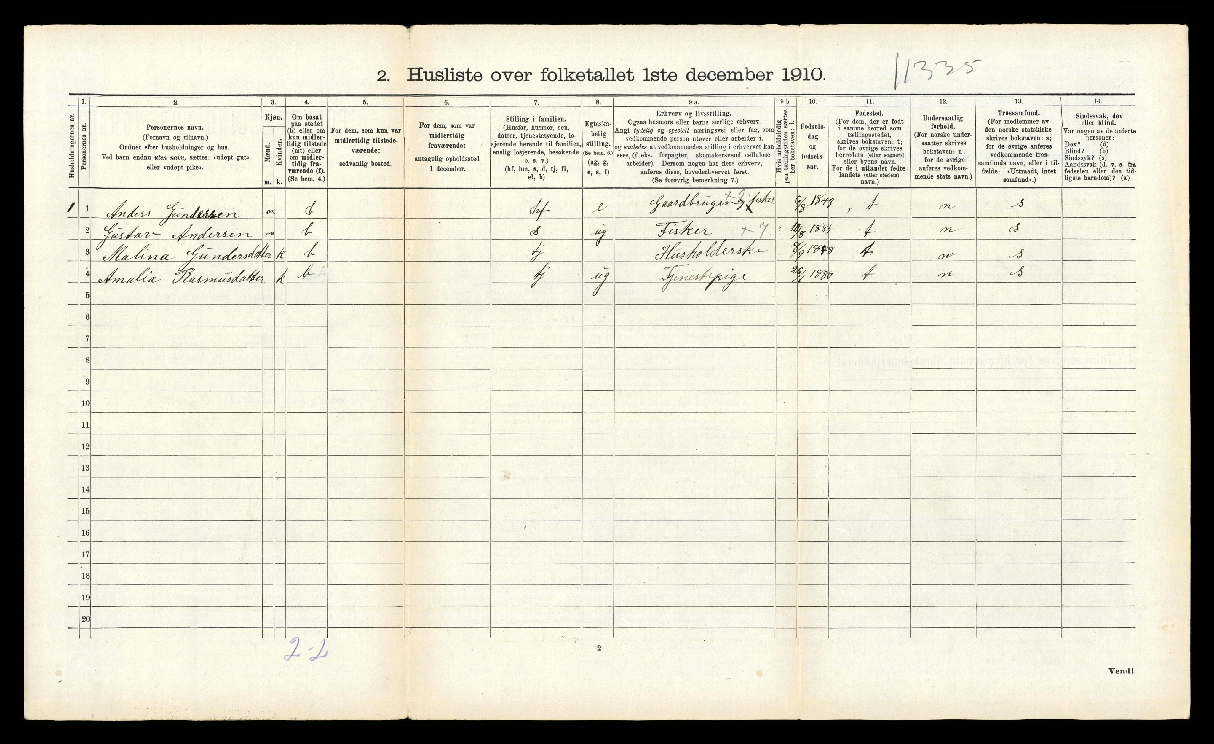 RA, 1910 census for Kinn, 1910, p. 1011