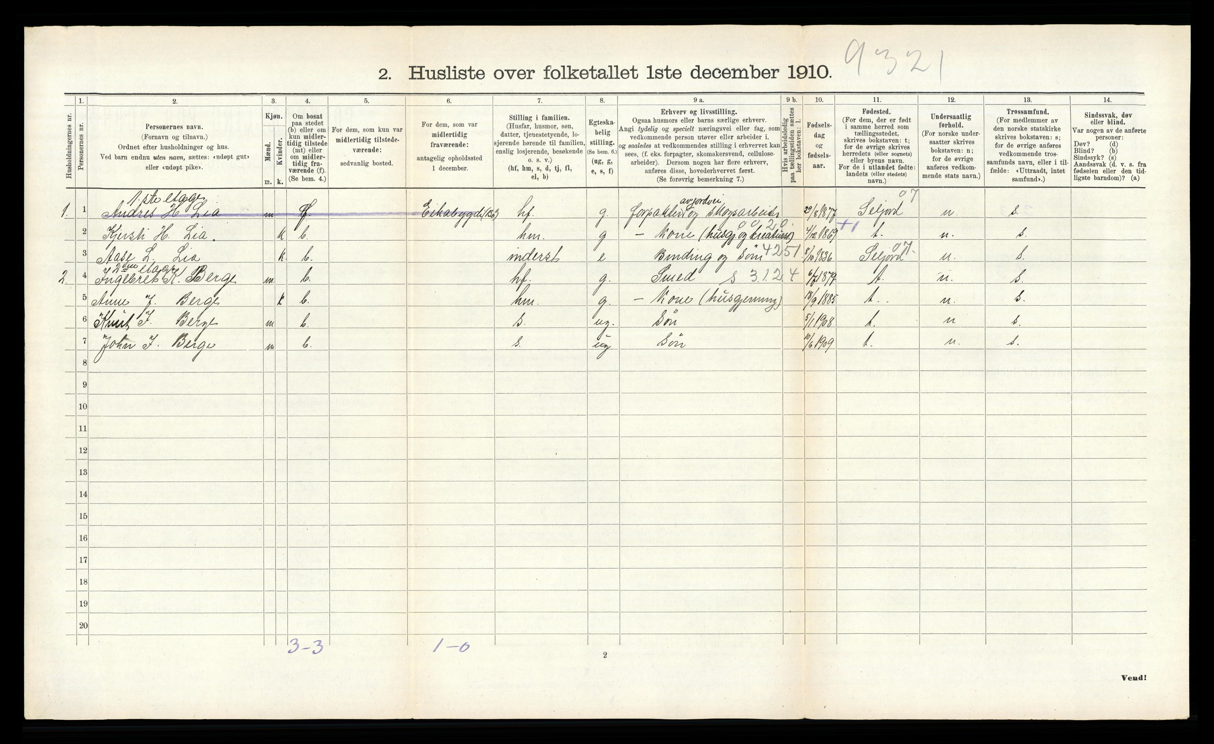 RA, 1910 census for Bø, 1910, p. 350