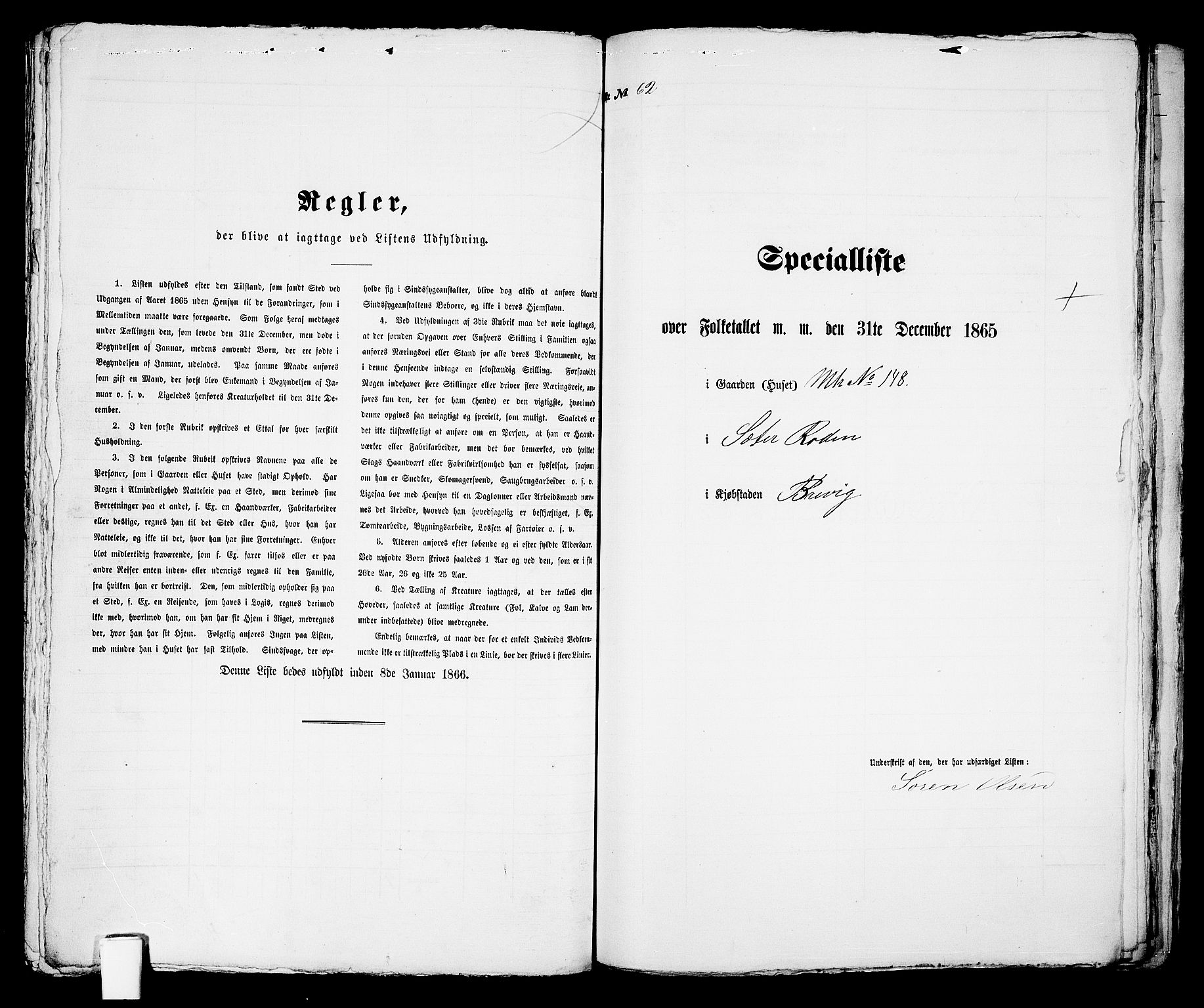 RA, 1865 census for Brevik, 1865, p. 335