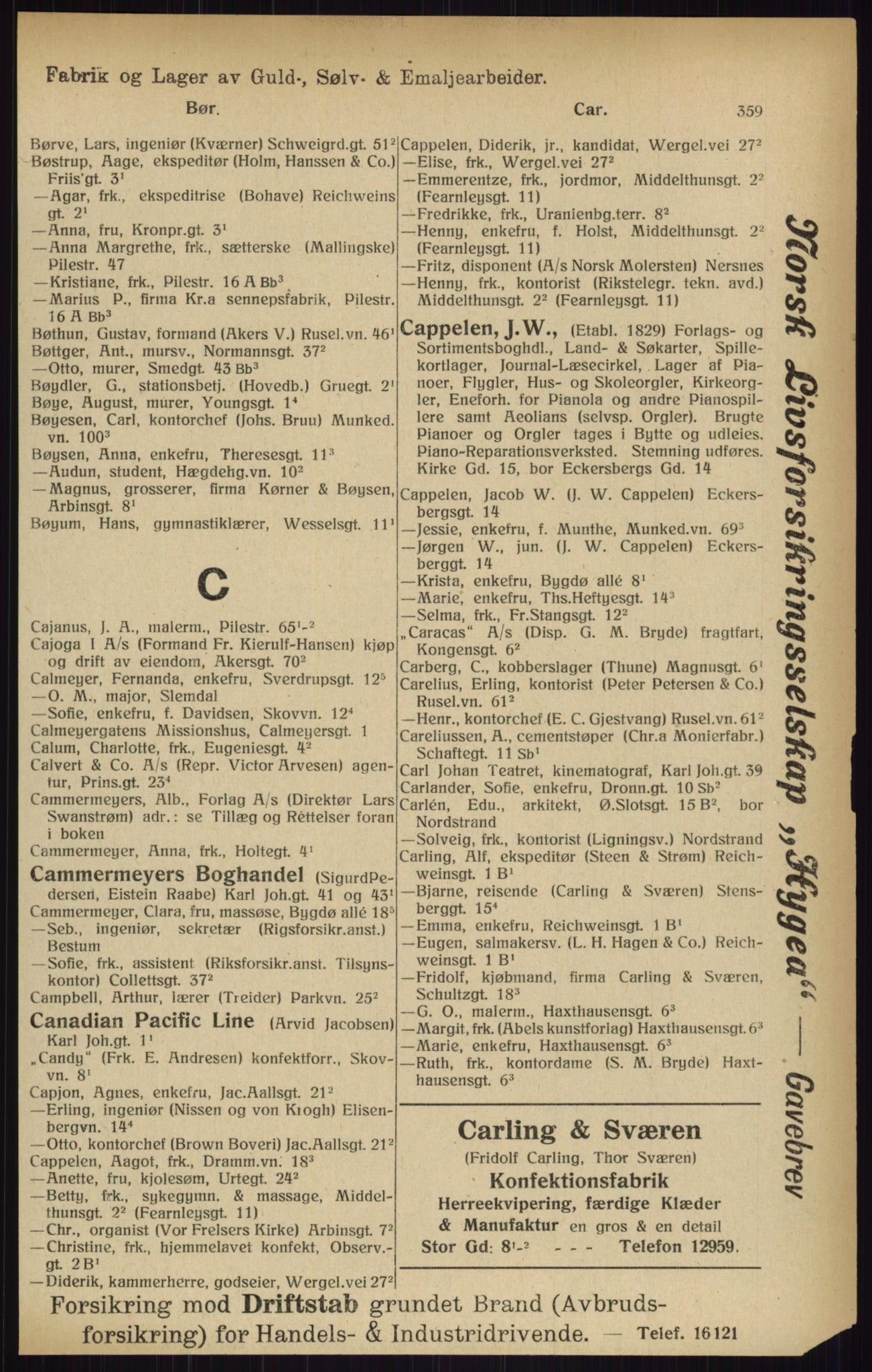 Kristiania/Oslo adressebok, PUBL/-, 1916, p. 359