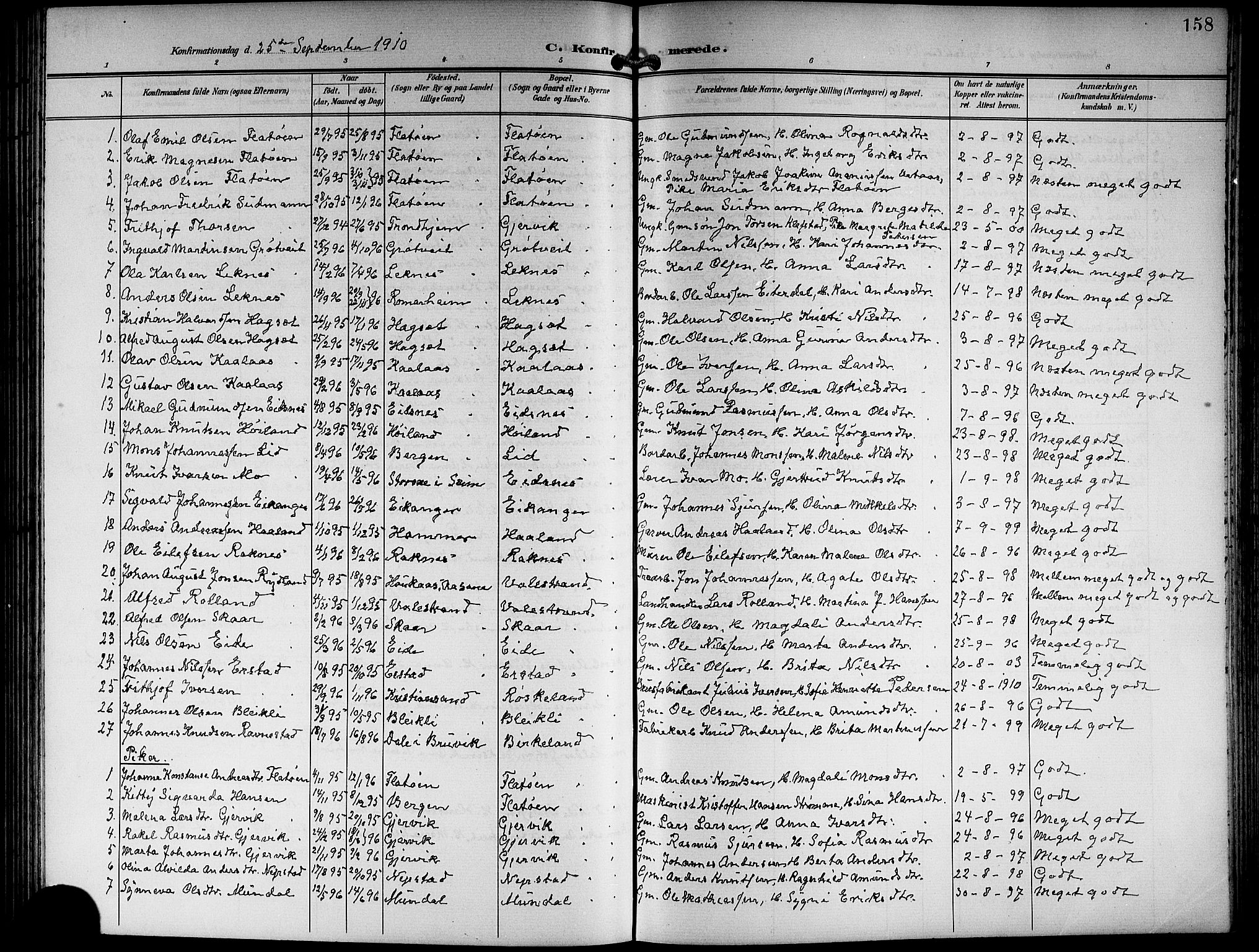 Hamre sokneprestembete, SAB/A-75501/H/Ha/Hab: Parish register (copy) no. B 4, 1898-1919, p. 158