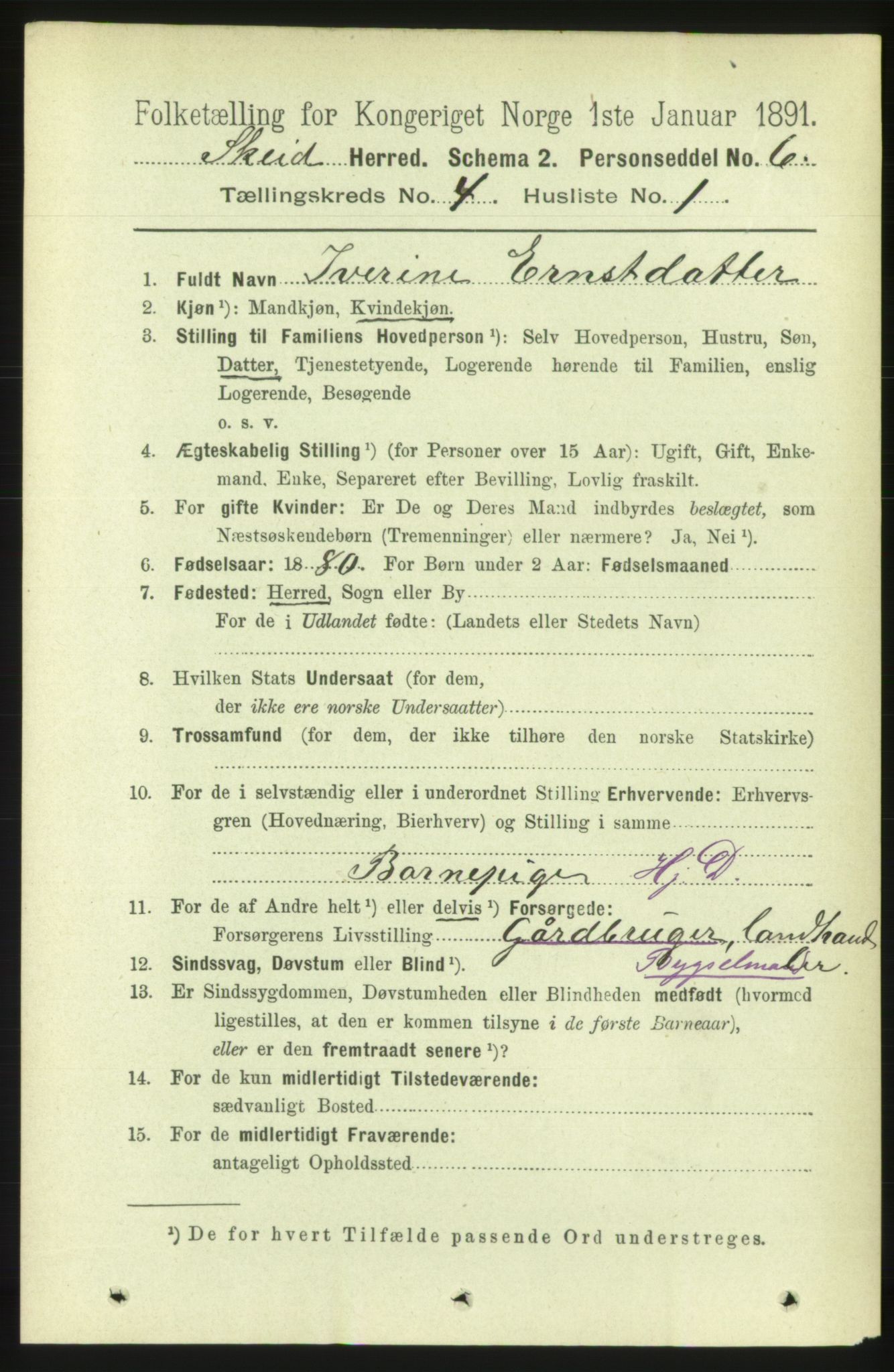 RA, 1891 census for 1732 Skei, 1891, p. 1362