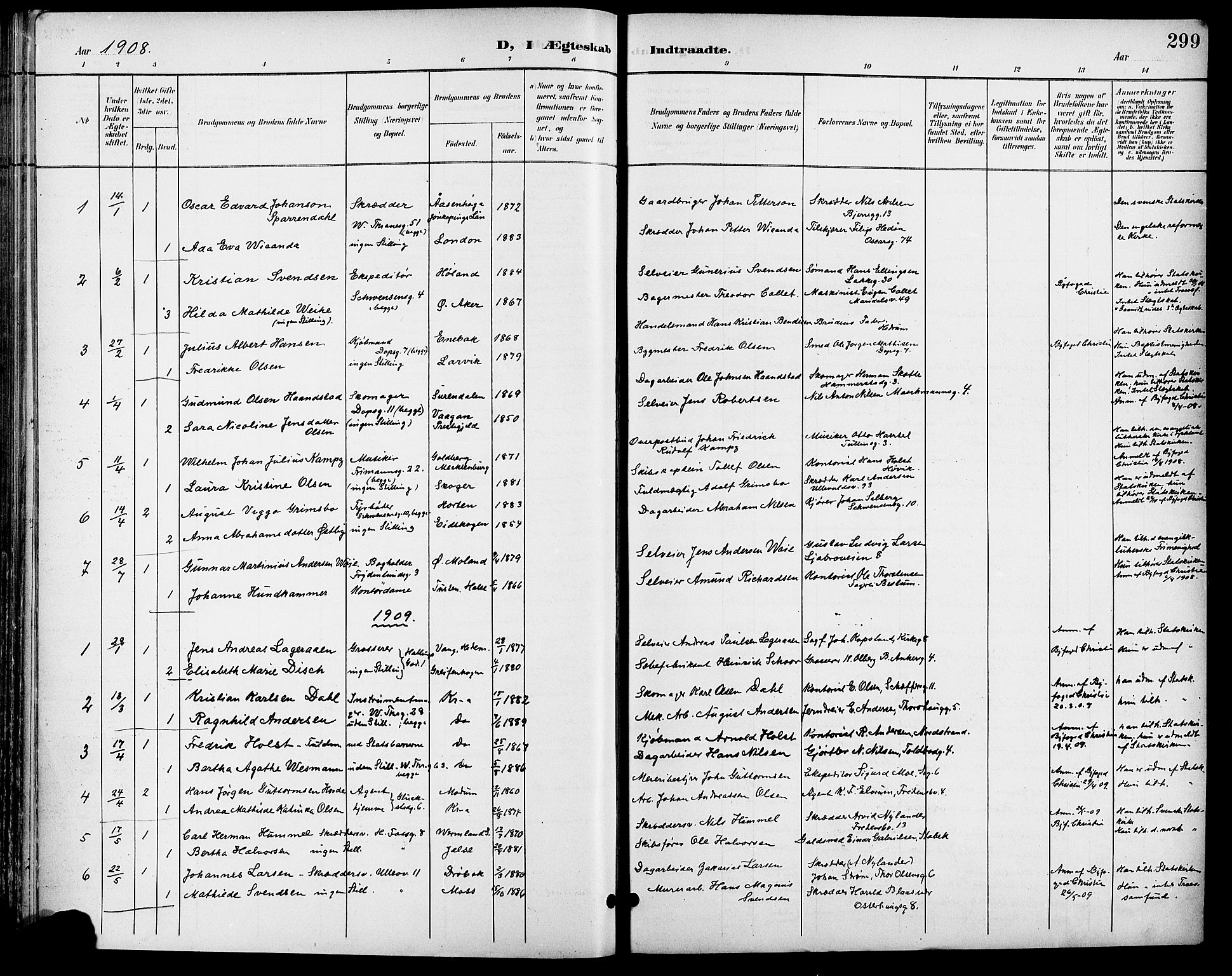 Gamle Aker prestekontor Kirkebøker, SAO/A-10617a/F/L0012: Parish register (official) no. 12, 1898-1910, p. 299