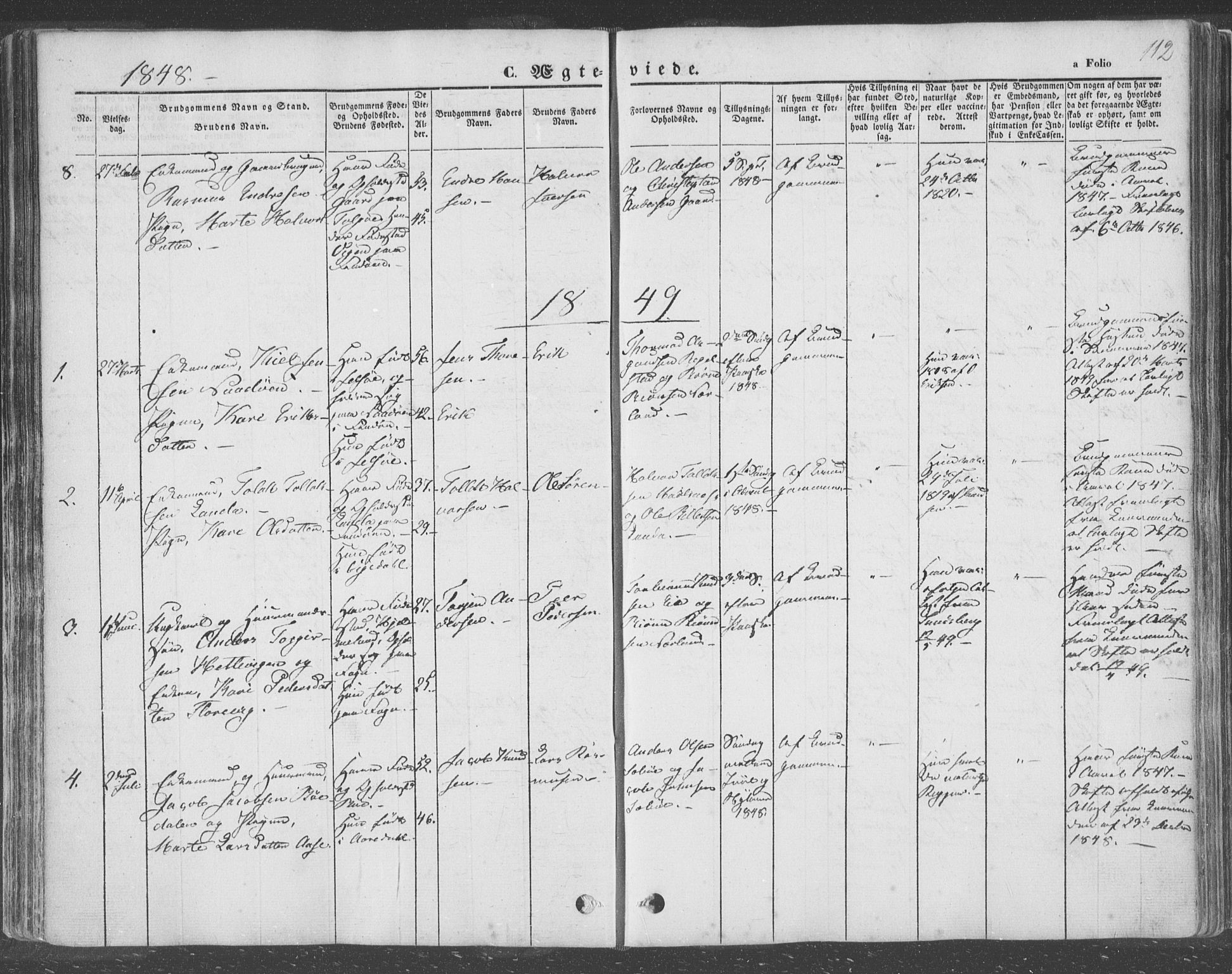 Finnøy sokneprestkontor, SAST/A-101825/H/Ha/Haa/L0007: Parish register (official) no. A 7, 1847-1862, p. 112