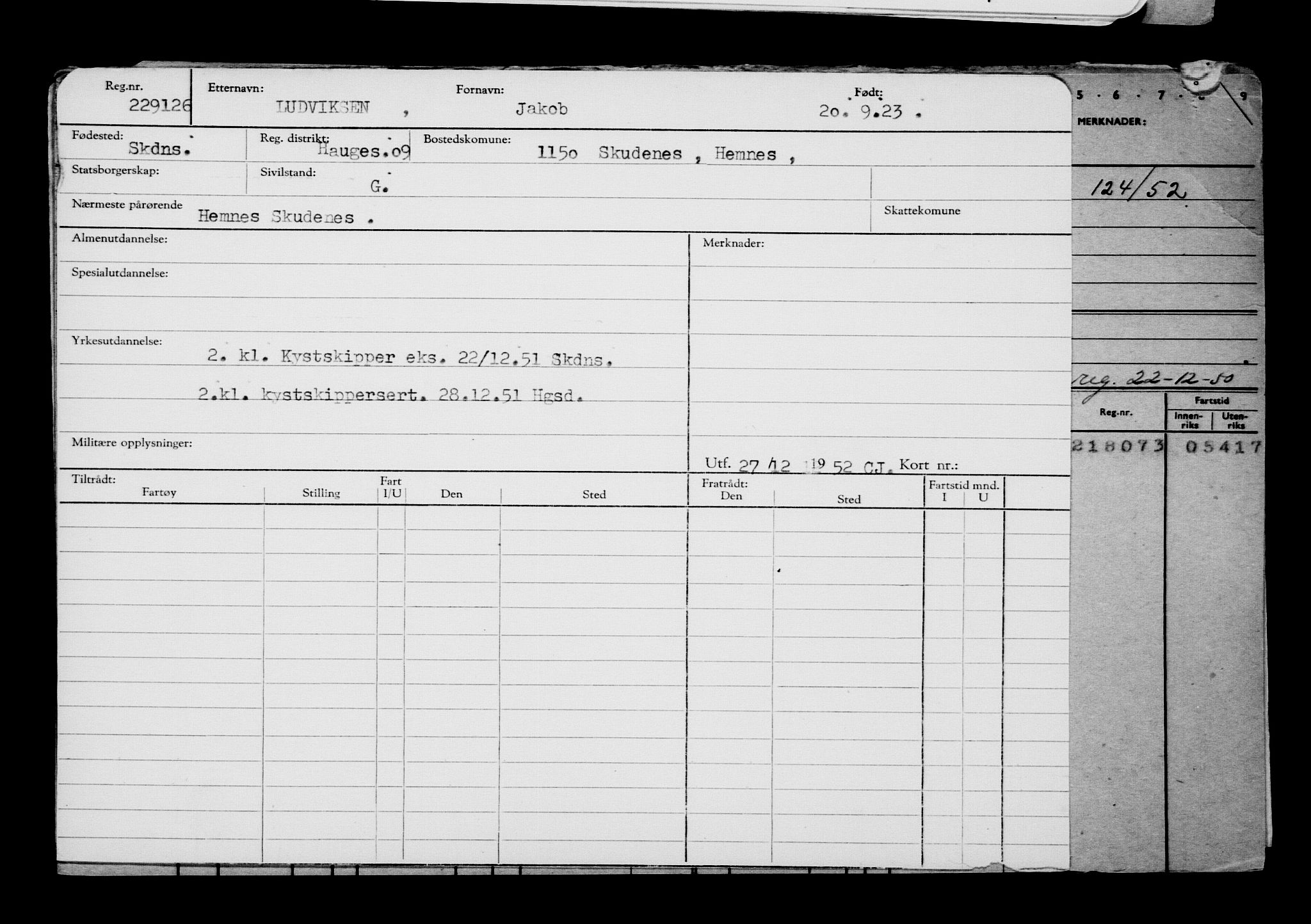 Direktoratet for sjømenn, AV/RA-S-3545/G/Gb/L0223: Hovedkort, 1923, p. 167