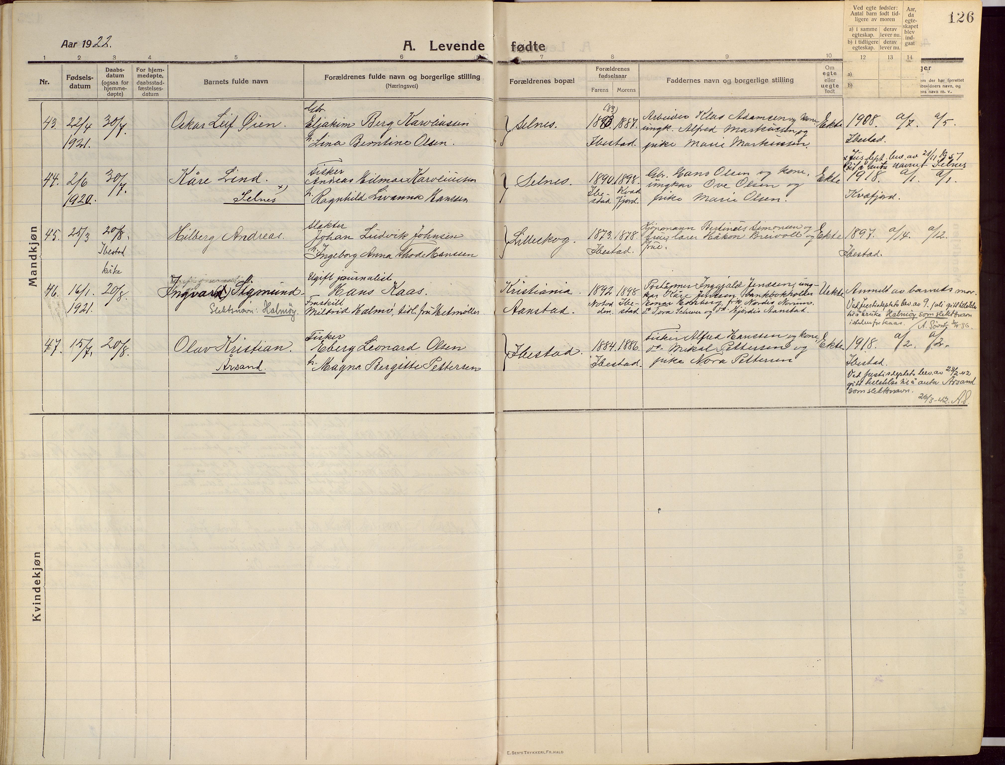 Ibestad sokneprestembete, SATØ/S-0077/H/Ha/Haa/L0018kirke: Parish register (official) no. 18, 1915-1929, p. 126