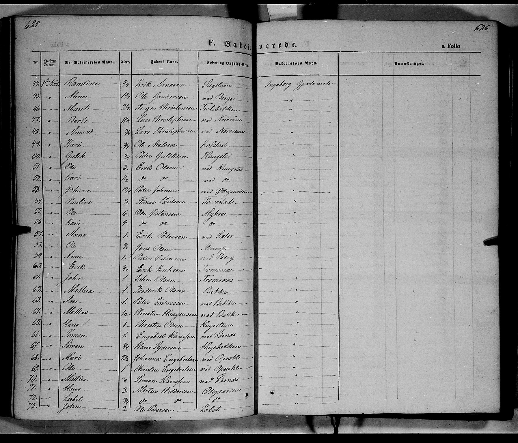 Ringebu prestekontor, AV/SAH-PREST-082/H/Ha/Haa/L0006: Parish register (official) no. 6, 1848-1859, p. 625-626