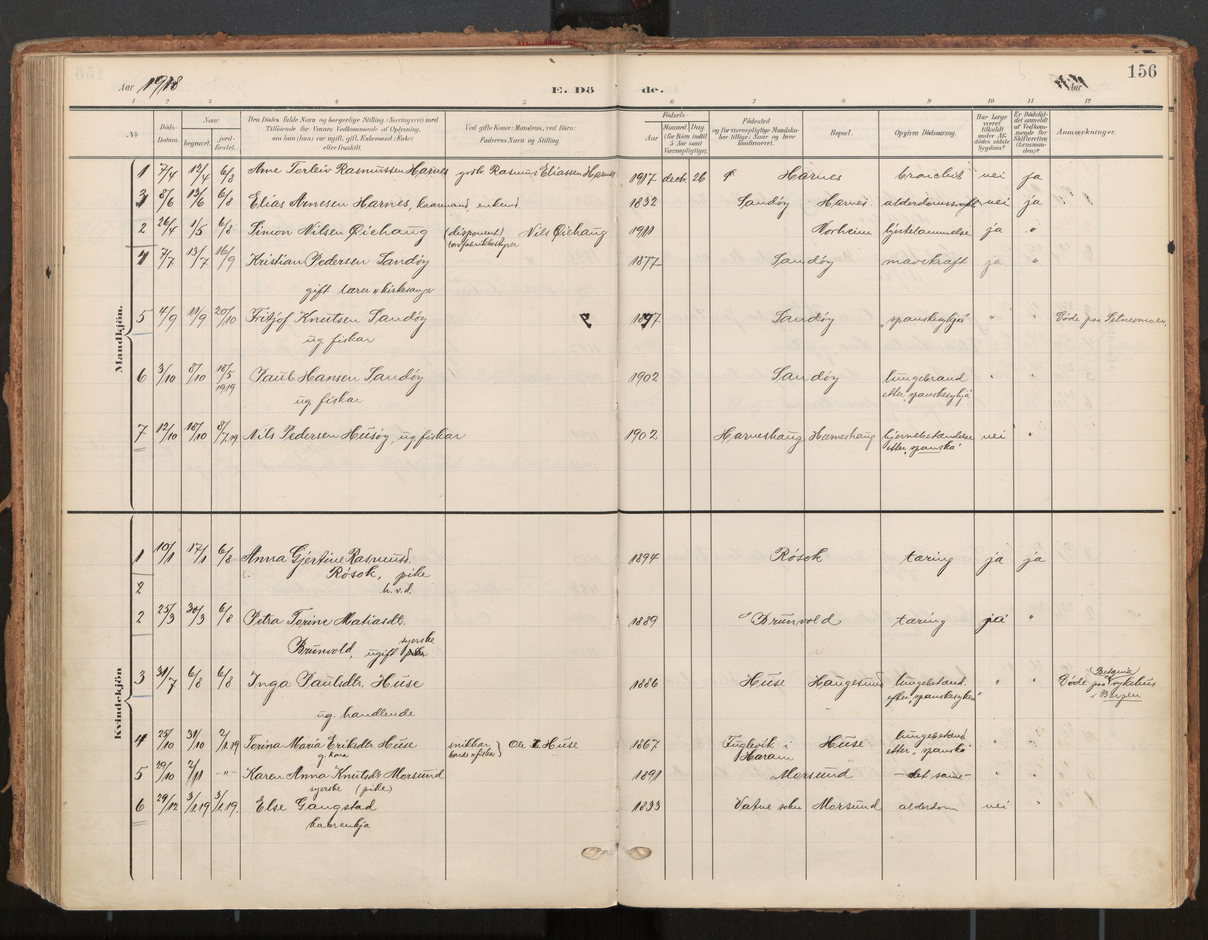 Ministerialprotokoller, klokkerbøker og fødselsregistre - Møre og Romsdal, AV/SAT-A-1454/561/L0730: Parish register (official) no. 561A04, 1901-1929, p. 156