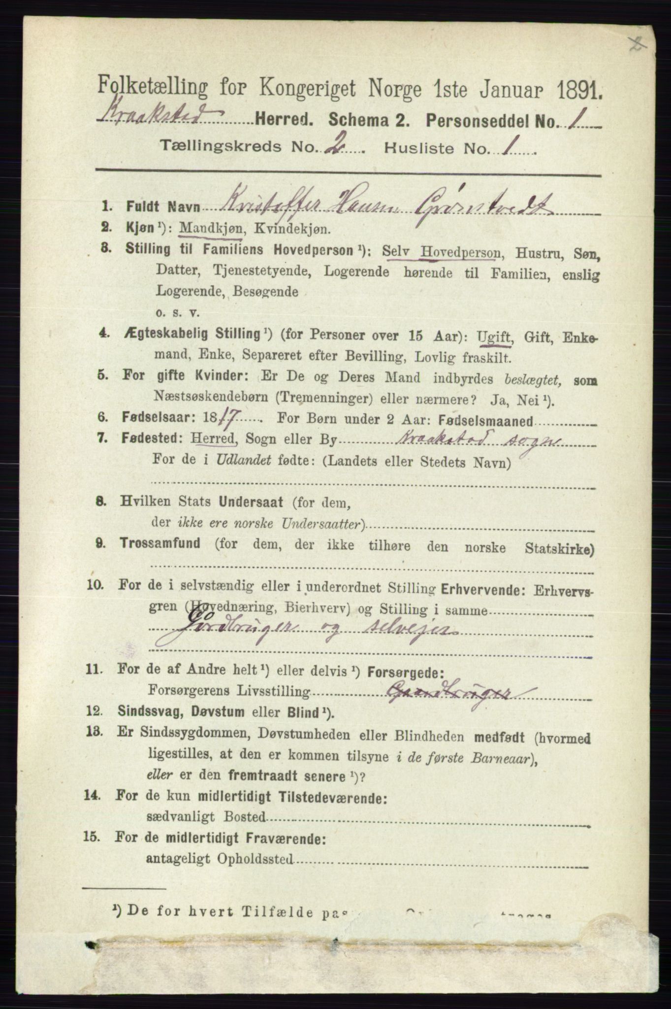 RA, 1891 census for 0212 Kråkstad, 1891, p. 744