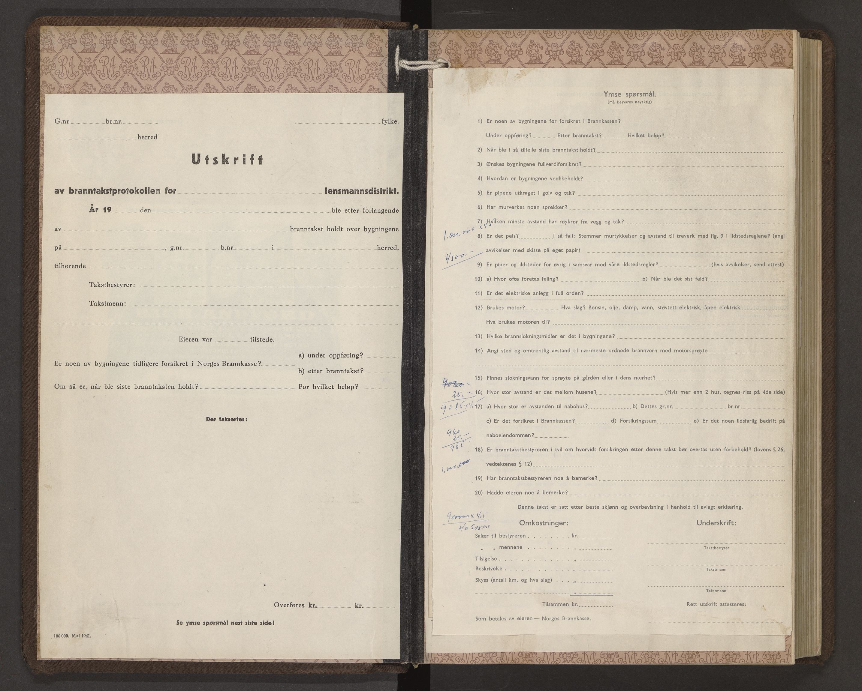 Norges Brannkasse Skogn, AV/SAT-A-5542/Fa/L0002: Branntakstprotokoll, 1927-1953