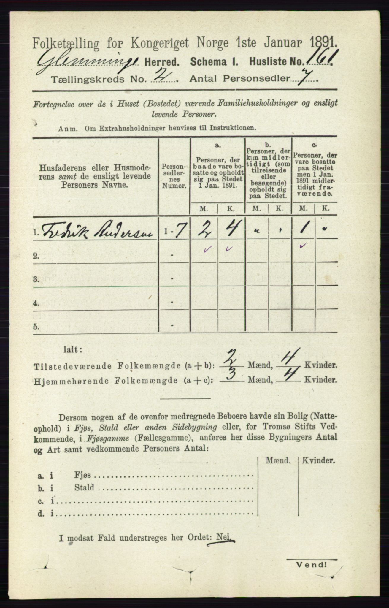 RA, 1891 census for 0132 Glemmen, 1891, p. 579