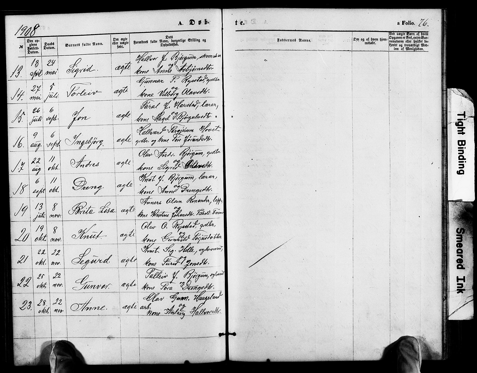 Valle sokneprestkontor, AV/SAK-1111-0044/F/Fb/Fbb/L0002: Parish register (copy) no. B 2, 1875-1921, p. 76