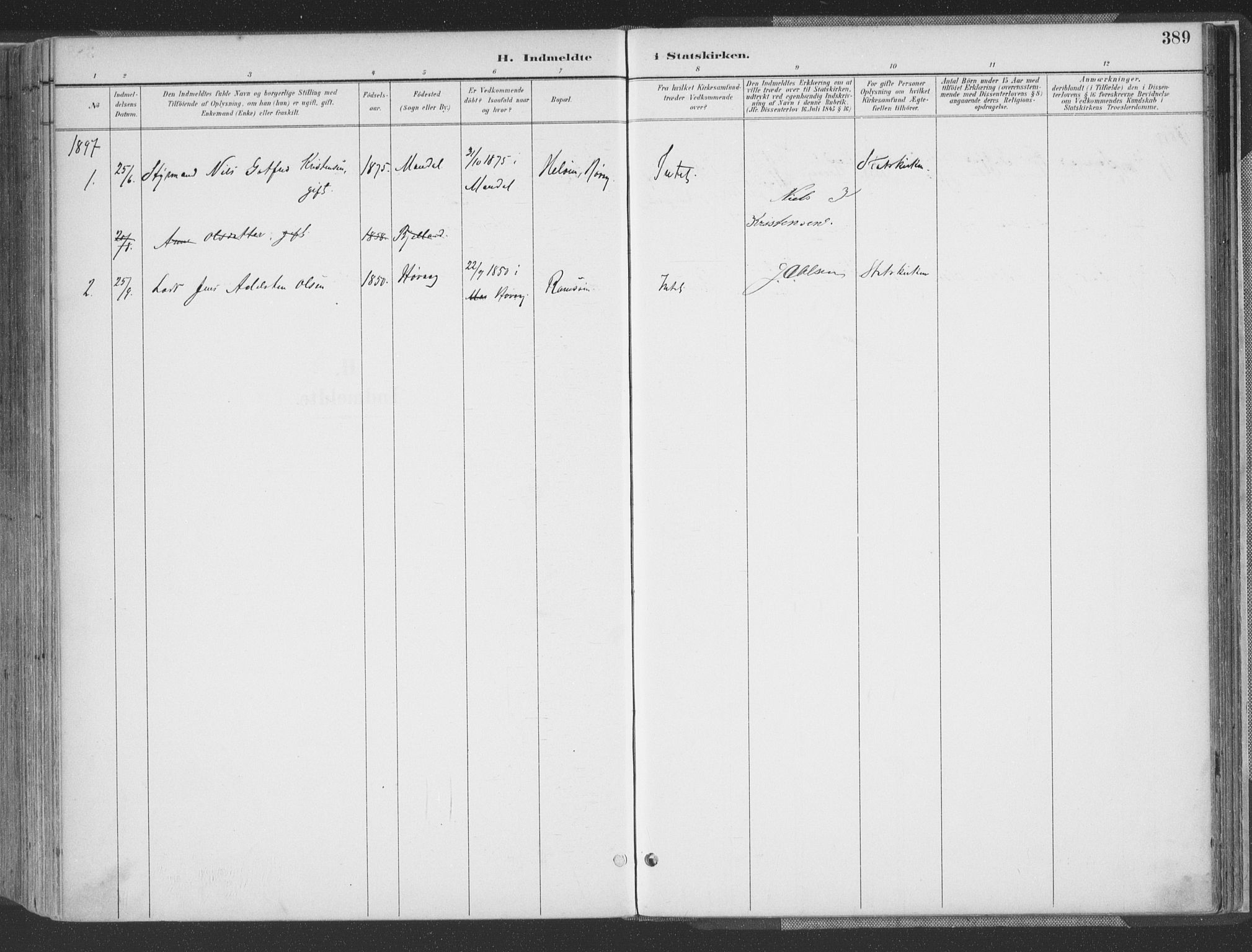 Høvåg sokneprestkontor, AV/SAK-1111-0025/F/Fa/L0006: Parish register (official) no. A 6, 1894-1923, p. 389