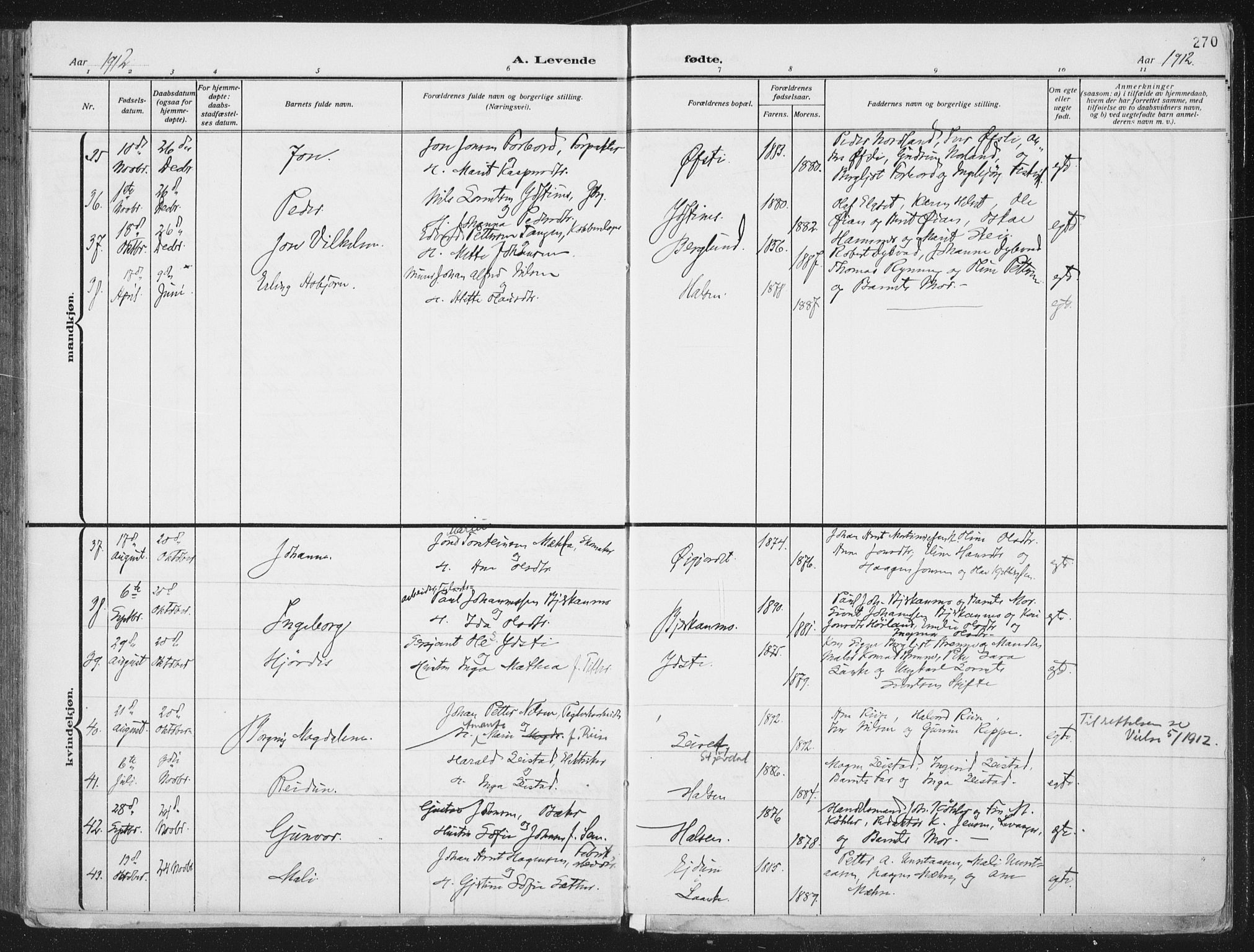 Ministerialprotokoller, klokkerbøker og fødselsregistre - Nord-Trøndelag, AV/SAT-A-1458/709/L0082: Parish register (official) no. 709A22, 1896-1916, p. 270