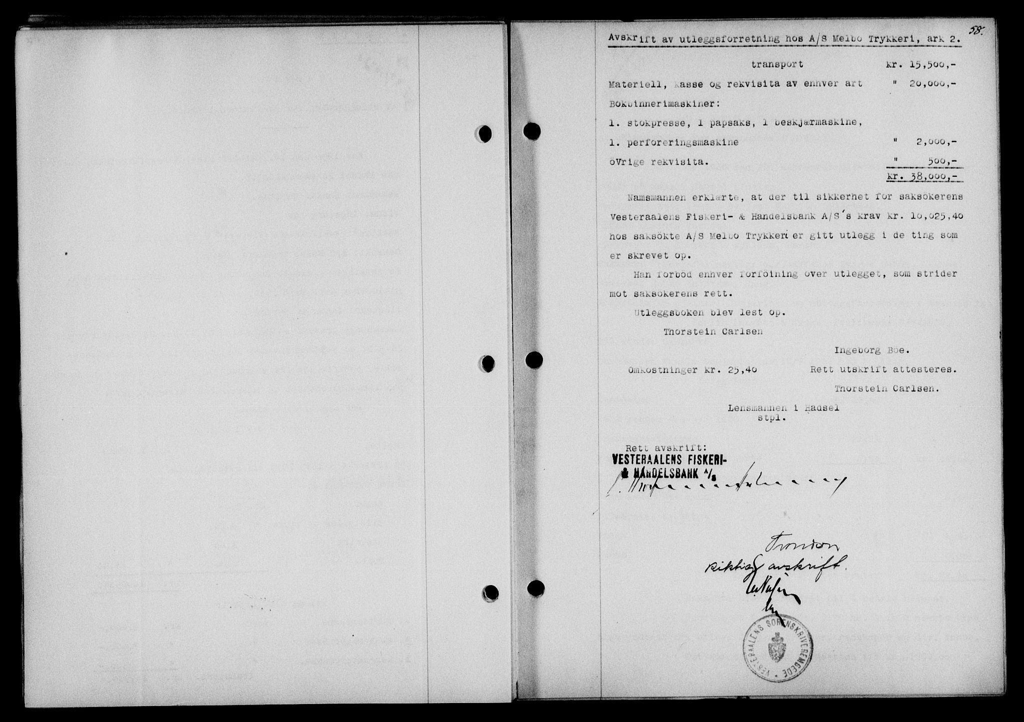 Vesterålen sorenskriveri, SAT/A-4180/1/2/2Ca/L0052: Mortgage book no. 45, 1930-1931, Deed date: 23.10.1930