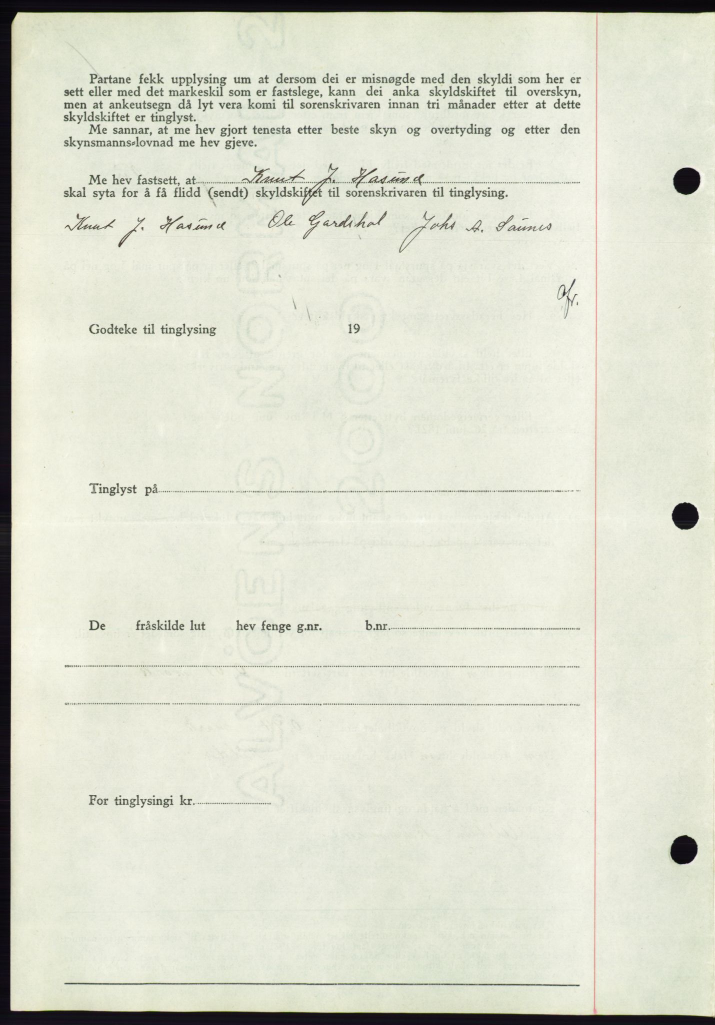 Søre Sunnmøre sorenskriveri, AV/SAT-A-4122/1/2/2C/L0067: Mortgage book no. 61, 1938-1939, Diary no: : 458/1939