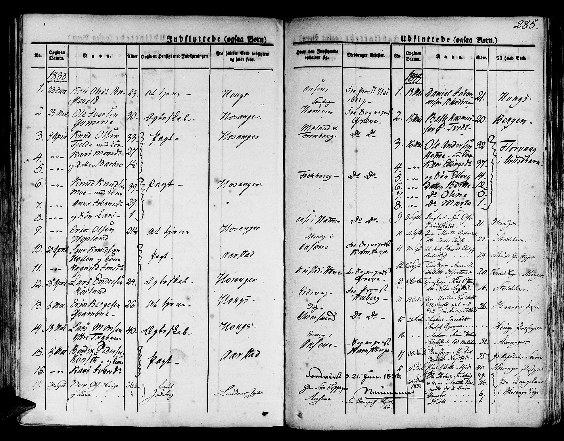 Hamre sokneprestembete, SAB/A-75501/H/Ha/Haa/Haaa/L0011: Parish register (official) no. A 11, 1826-1834, p. 285