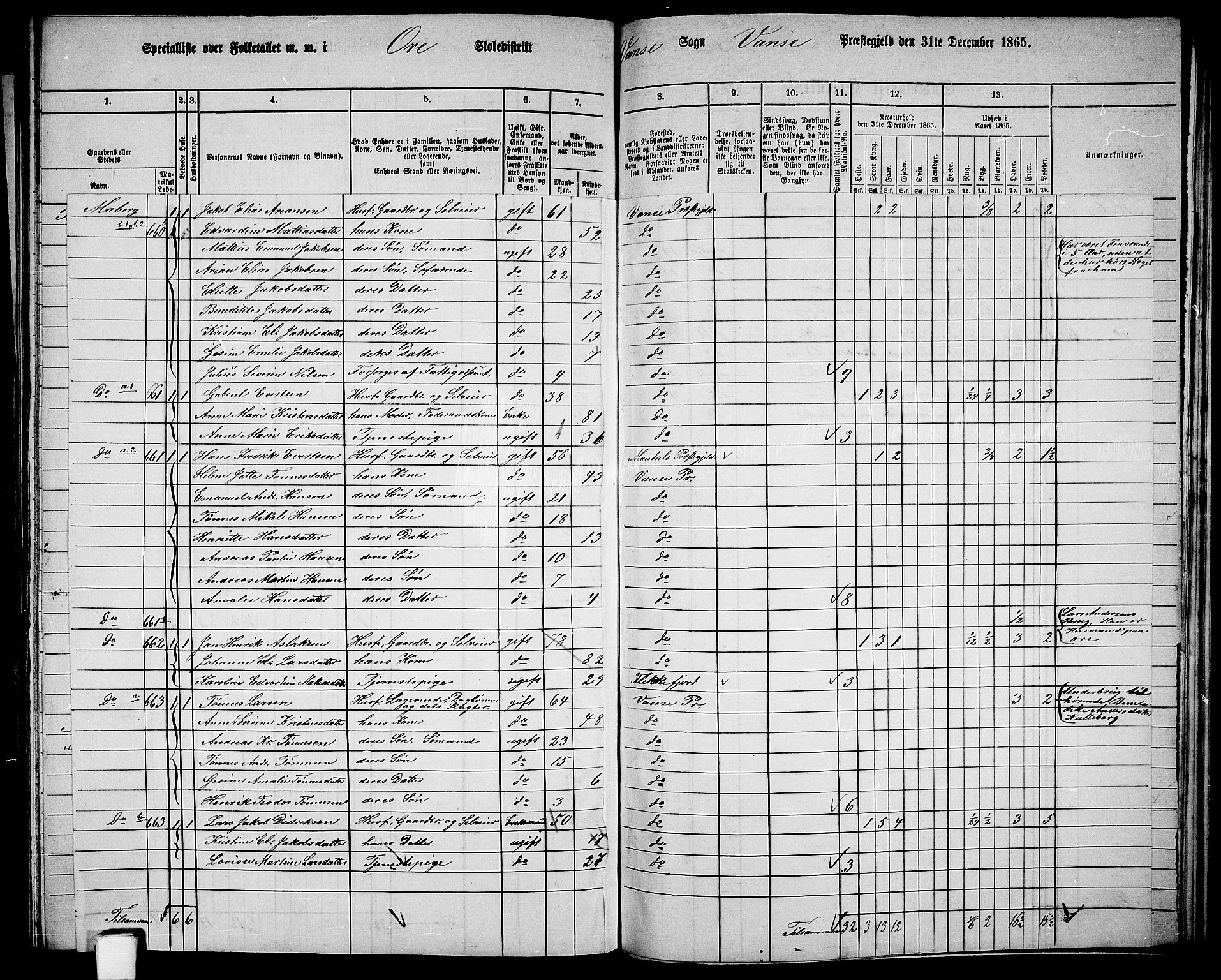 RA, 1865 census for Vanse/Vanse og Farsund, 1865, p. 230