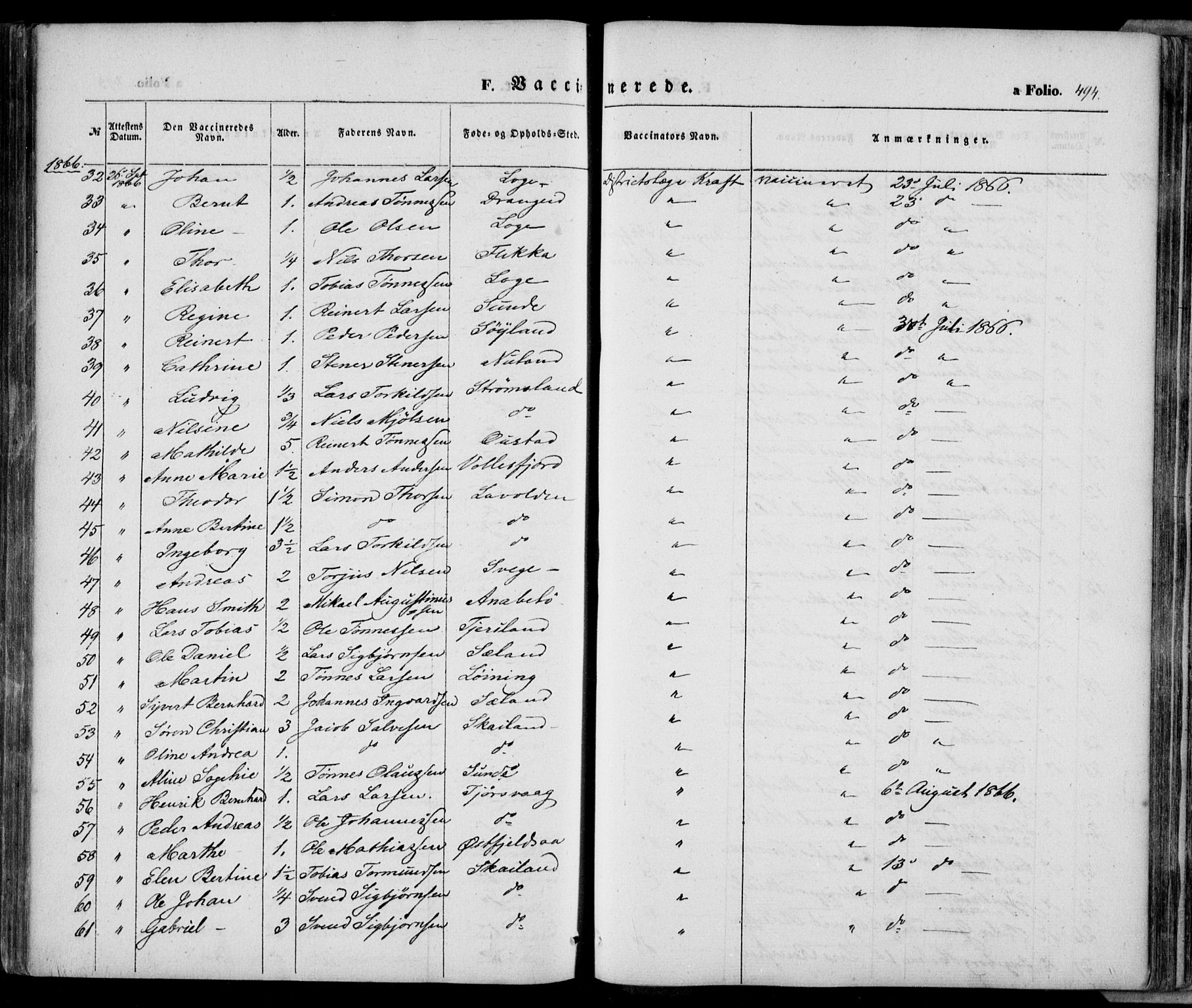 Flekkefjord sokneprestkontor, AV/SAK-1111-0012/F/Fa/Fac/L0005: Parish register (official) no. A 5, 1849-1875, p. 494