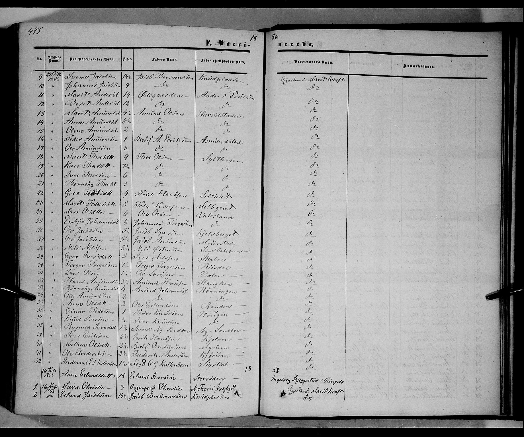 Nord-Fron prestekontor, SAH/PREST-080/H/Ha/Haa/L0001: Parish register (official) no. 1, 1851-1864, p. 493