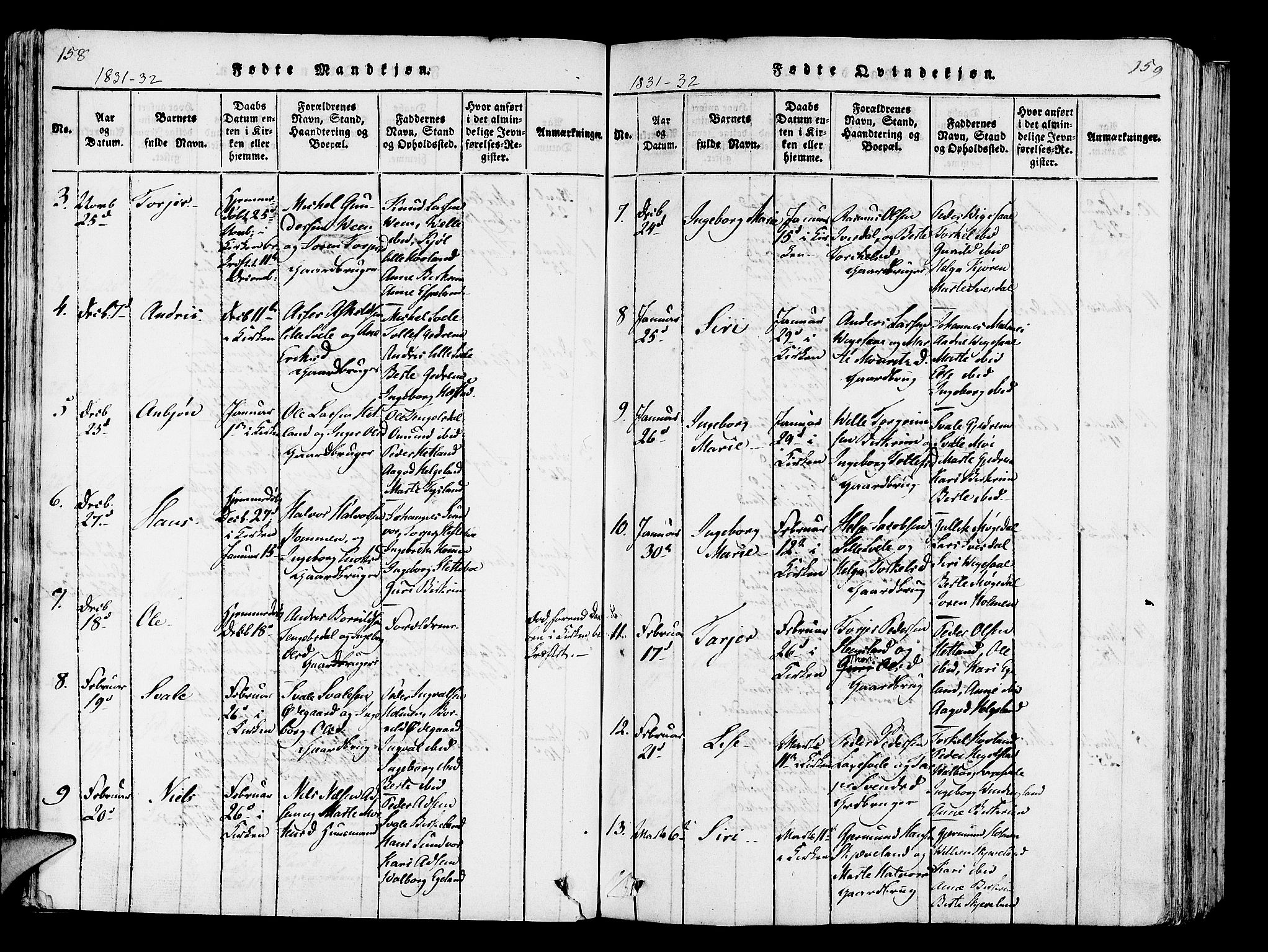 Helleland sokneprestkontor, SAST/A-101810: Parish register (official) no. A 5, 1815-1834, p. 158-159