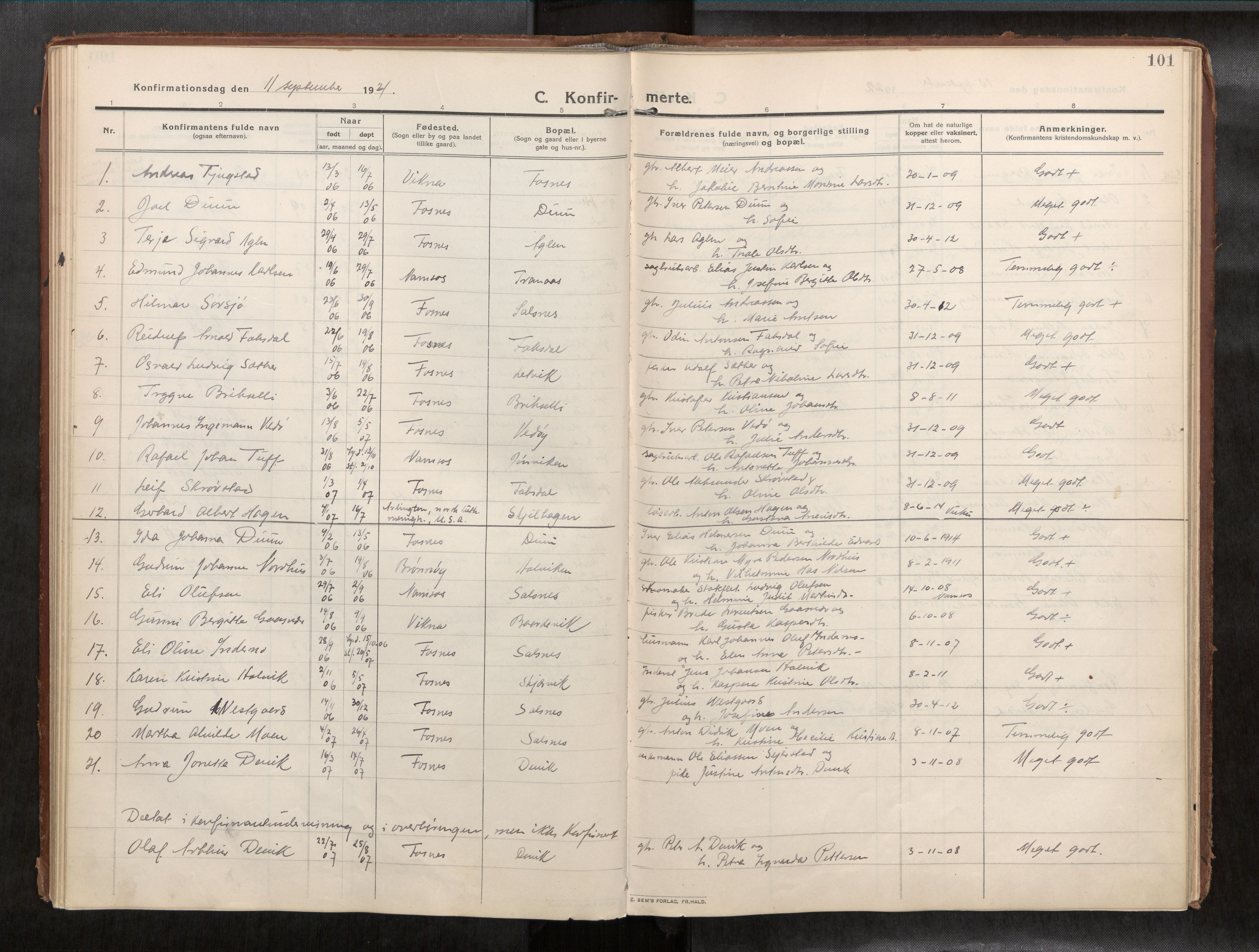 Ministerialprotokoller, klokkerbøker og fødselsregistre - Nord-Trøndelag, SAT/A-1458/773/L0624a: Parish register (official) no. 773A16, 1910-1936, p. 101