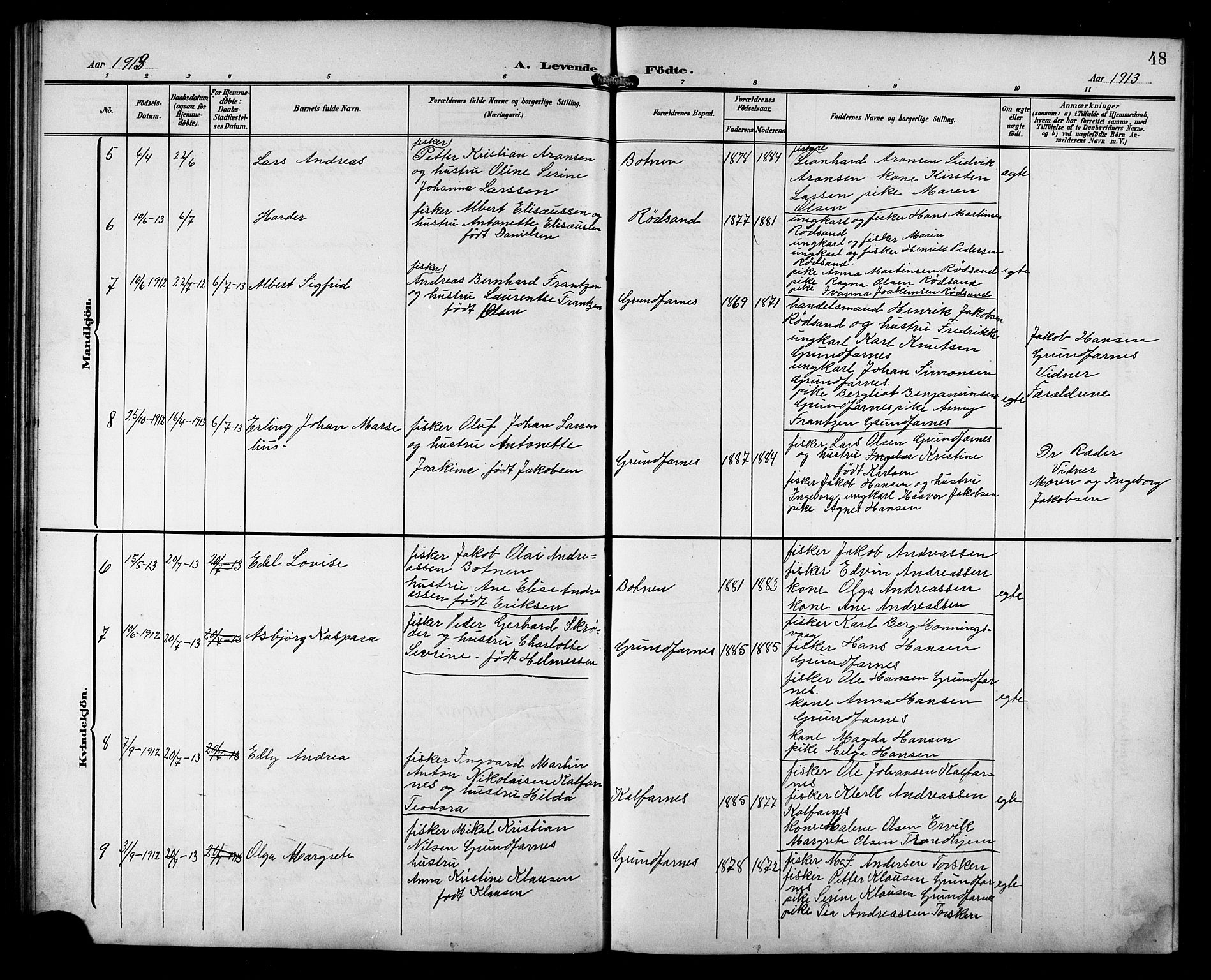 Berg sokneprestkontor, AV/SATØ-S-1318/G/Ga/Gab/L0013klokker: Parish register (copy) no. 13, 1902-1922, p. 48