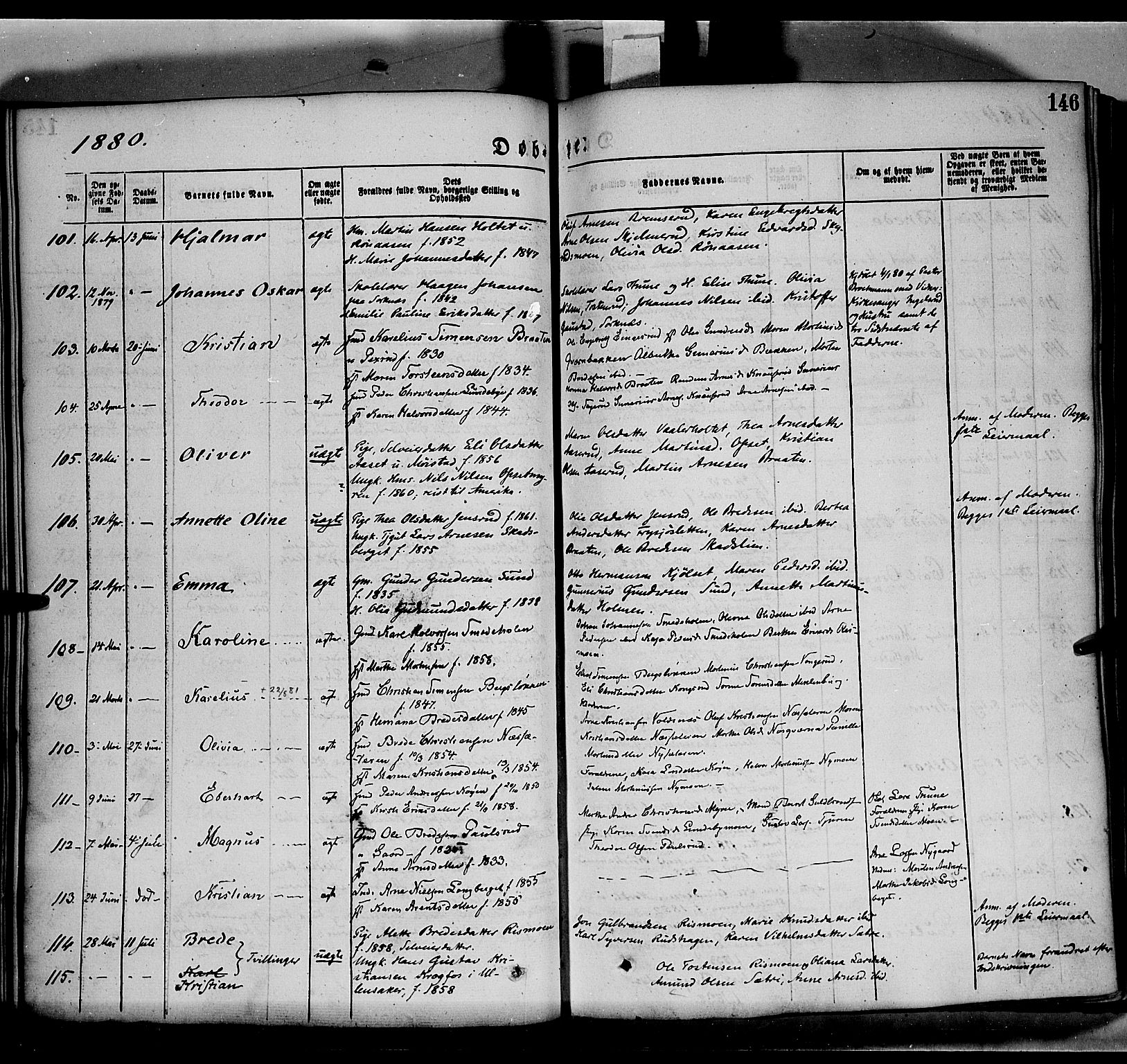 Grue prestekontor, AV/SAH-PREST-036/H/Ha/Haa/L0011: Parish register (official) no. 11, 1873-1880, p. 146