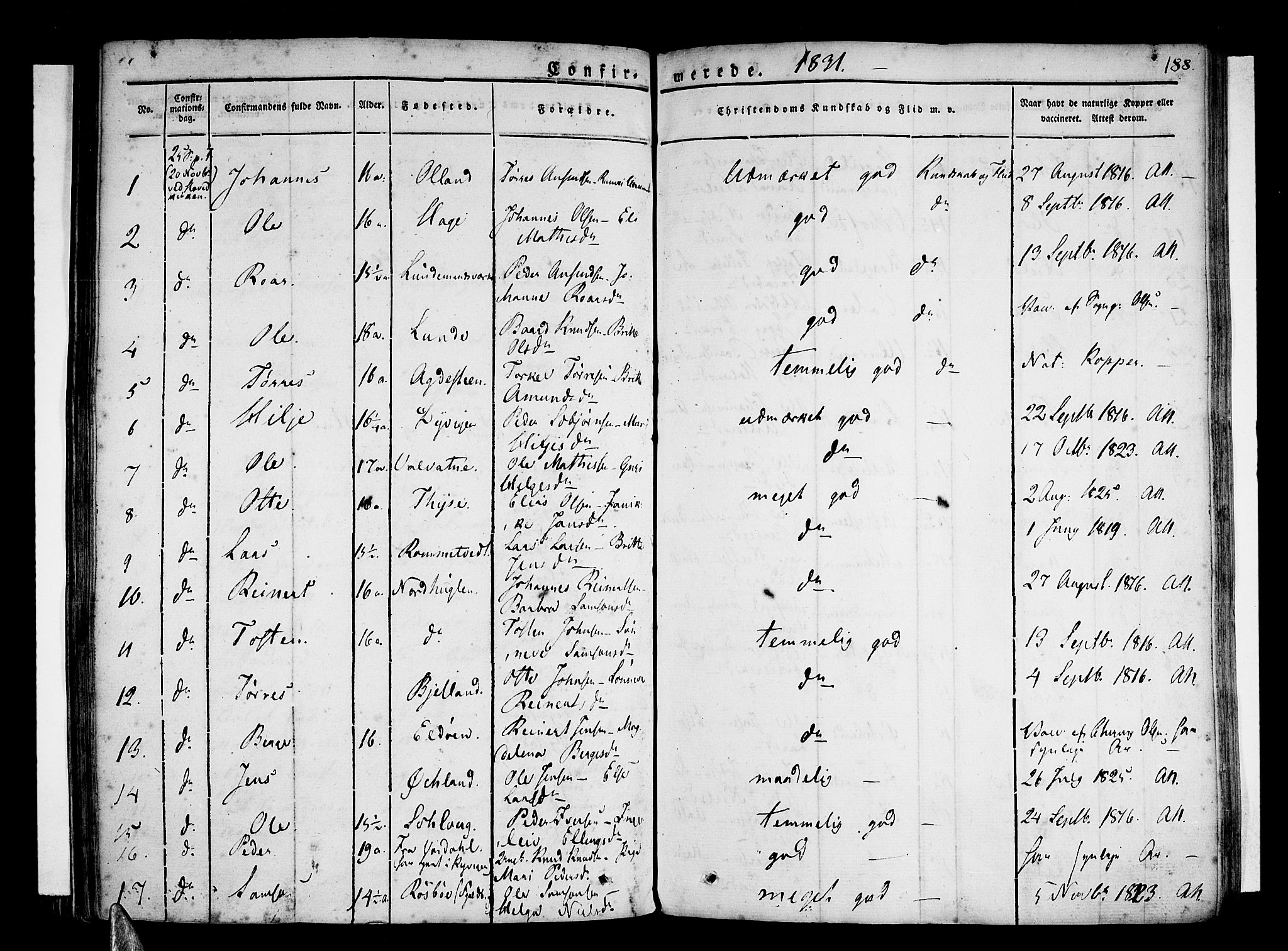 Stord sokneprestembete, AV/SAB-A-78201/H/Haa: Parish register (official) no. A 6, 1826-1840, p. 188