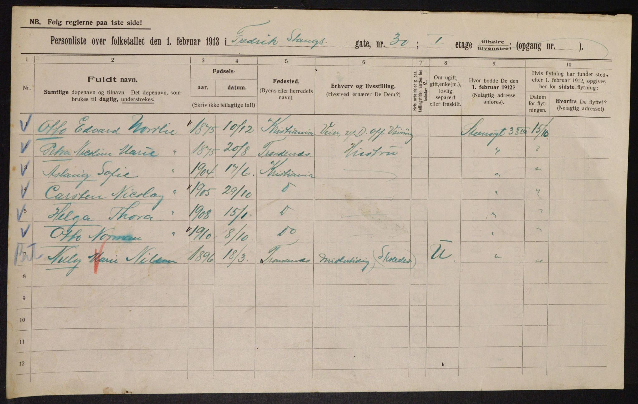 OBA, Municipal Census 1913 for Kristiania, 1913, p. 26826