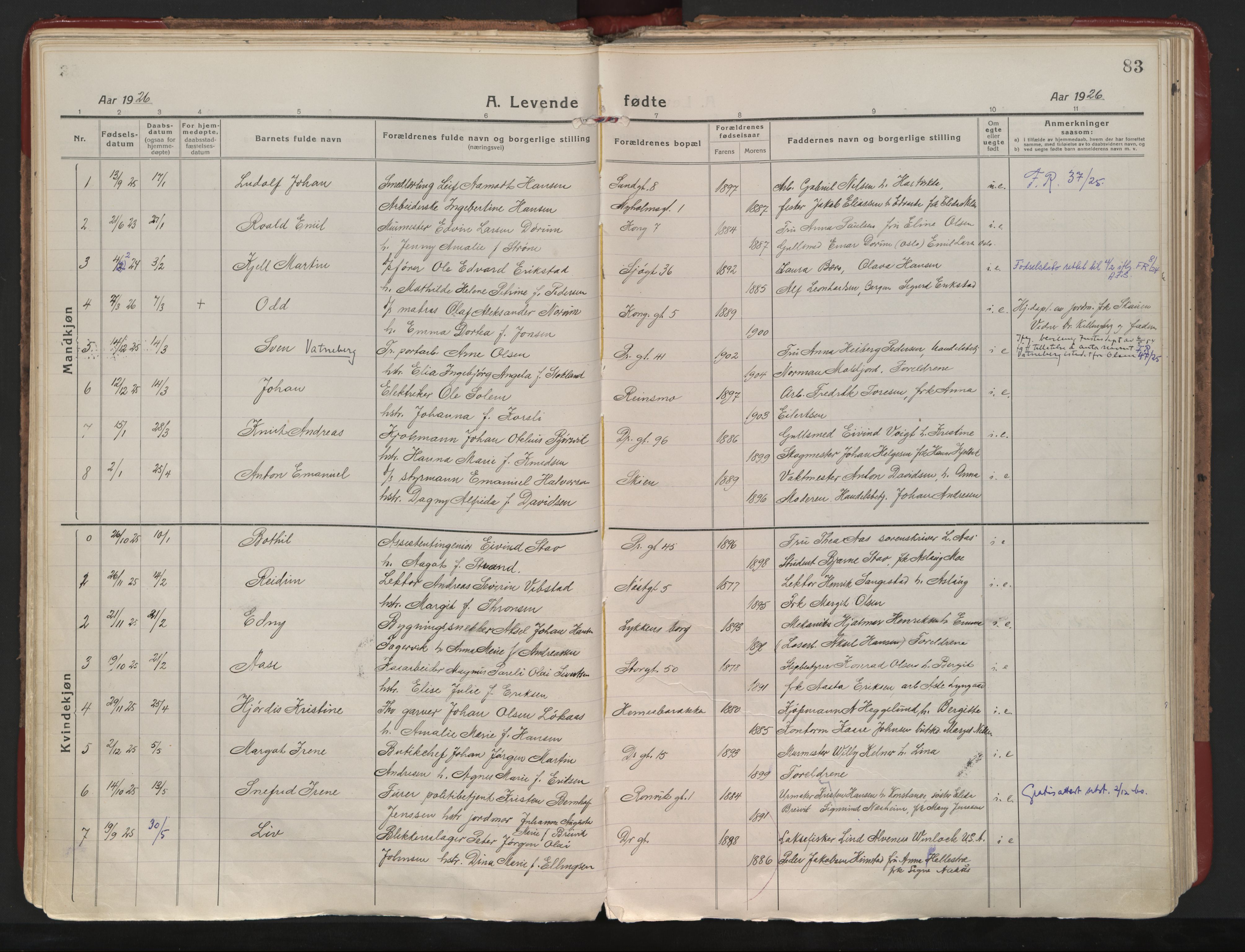 Ministerialprotokoller, klokkerbøker og fødselsregistre - Nordland, SAT/A-1459/801/L0017: Parish register (official) no. 801A17, 1917-1930, p. 83