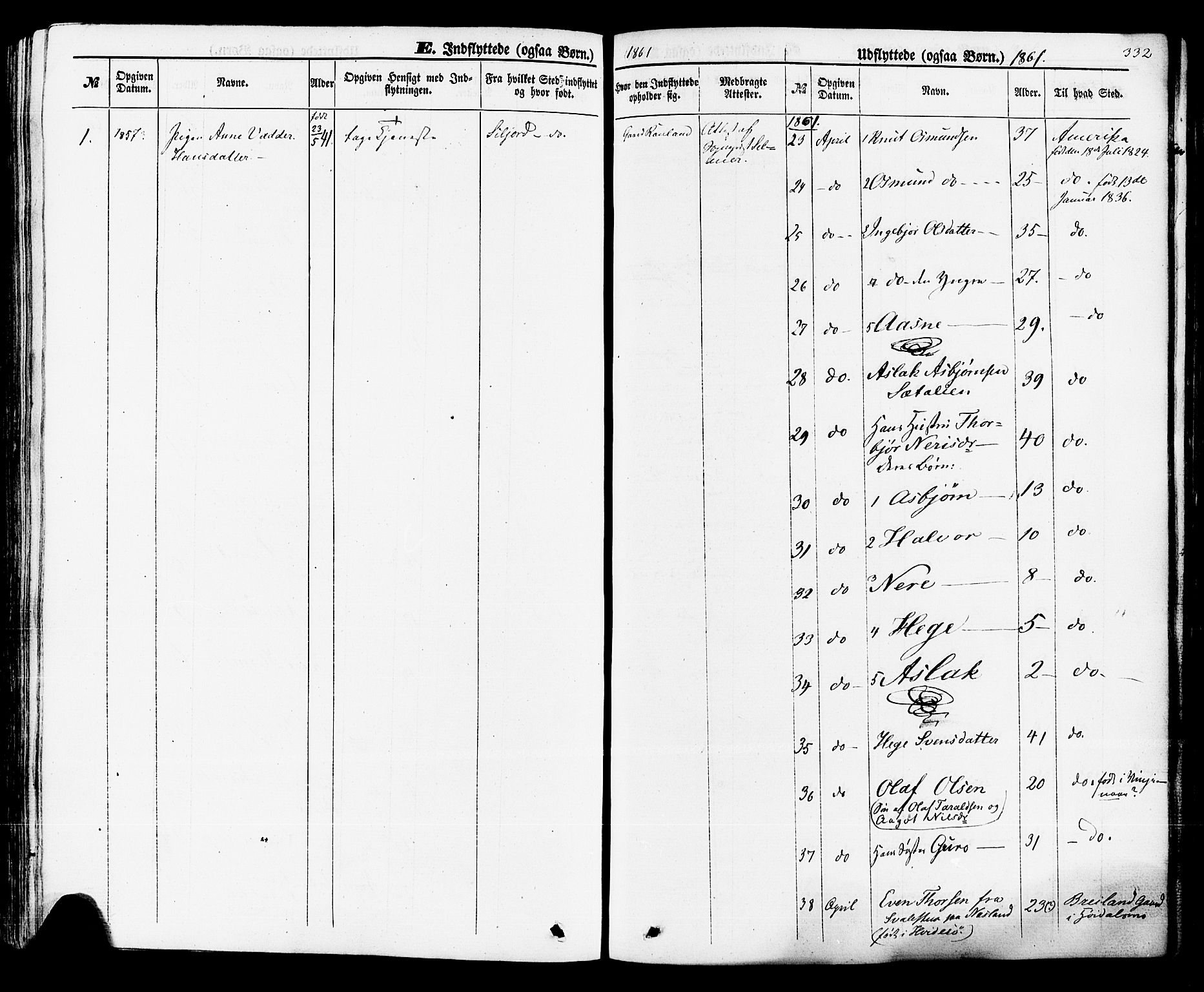 Rauland kirkebøker, SAKO/A-292/F/Fa/L0003: Parish register (official) no. 3, 1859-1886, p. 332