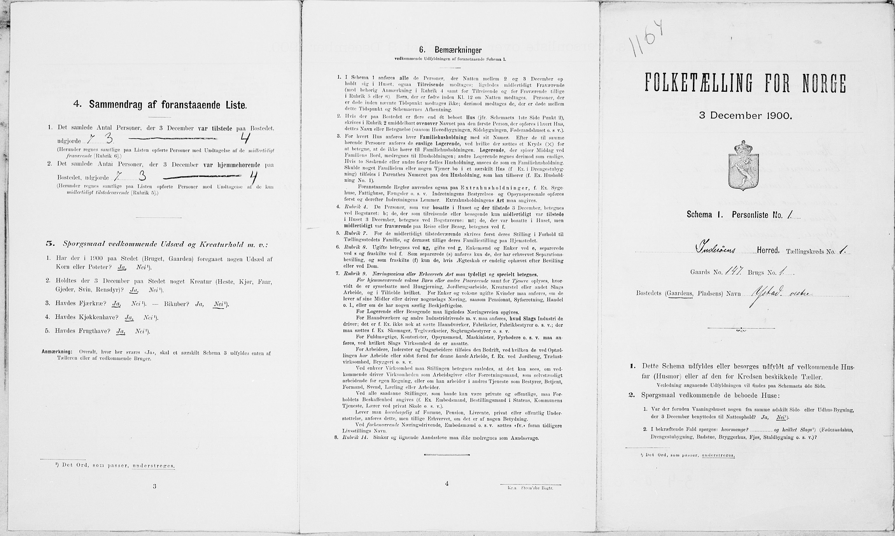 SAT, 1900 census for Inderøy, 1900, p. 116