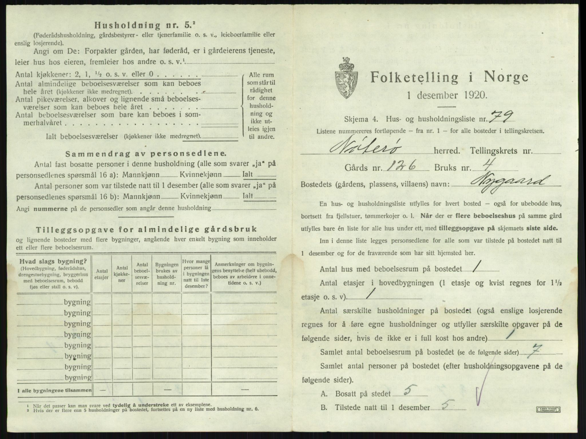 SAKO, 1920 census for Nøtterøy, 1920, p. 851