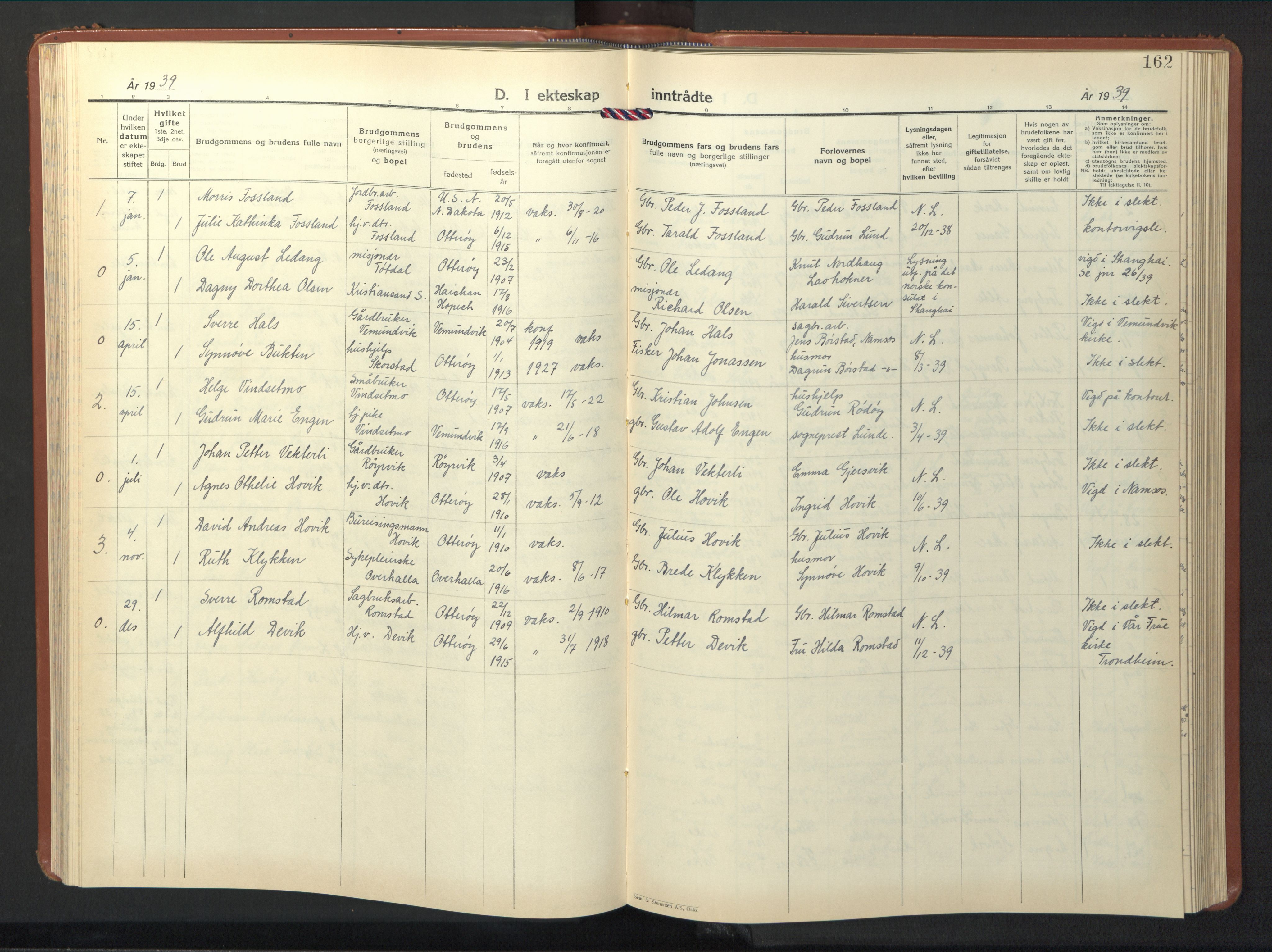 Ministerialprotokoller, klokkerbøker og fødselsregistre - Nord-Trøndelag, AV/SAT-A-1458/774/L0631: Parish register (copy) no. 774C02, 1934-1950, p. 162