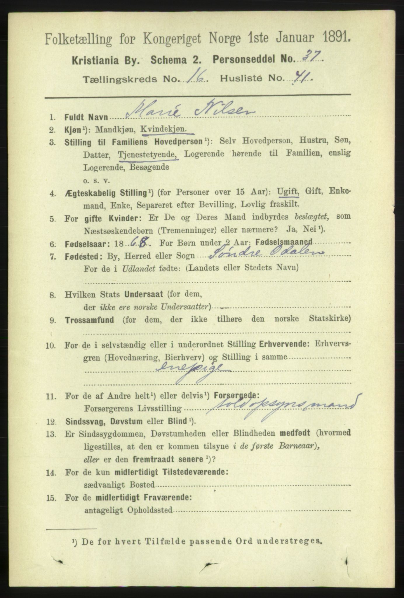 RA, 1891 census for 0301 Kristiania, 1891, p. 8025