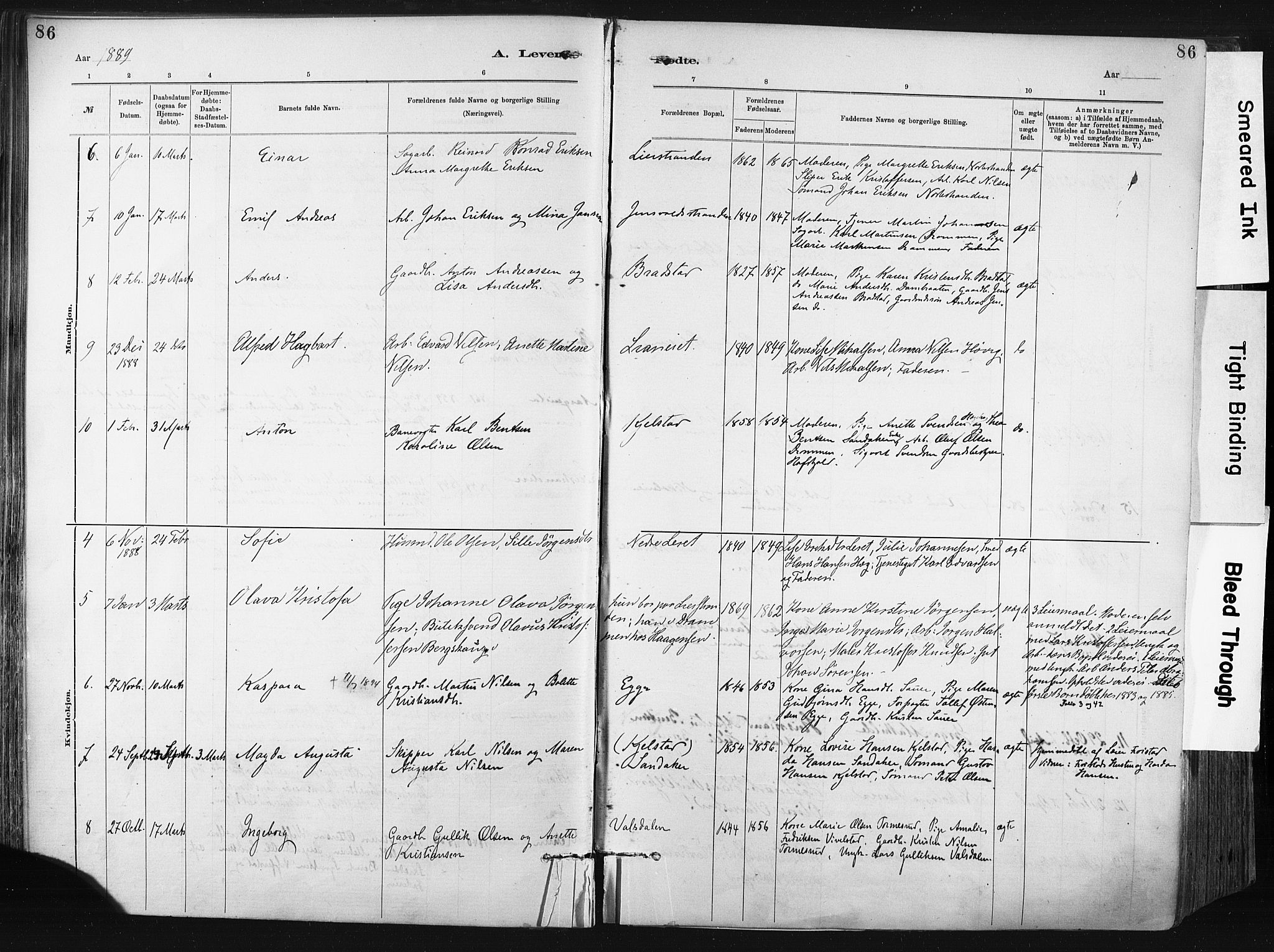 Lier kirkebøker, AV/SAKO-A-230/F/Fa/L0015: Parish register (official) no. I 15, 1883-1894, p. 86