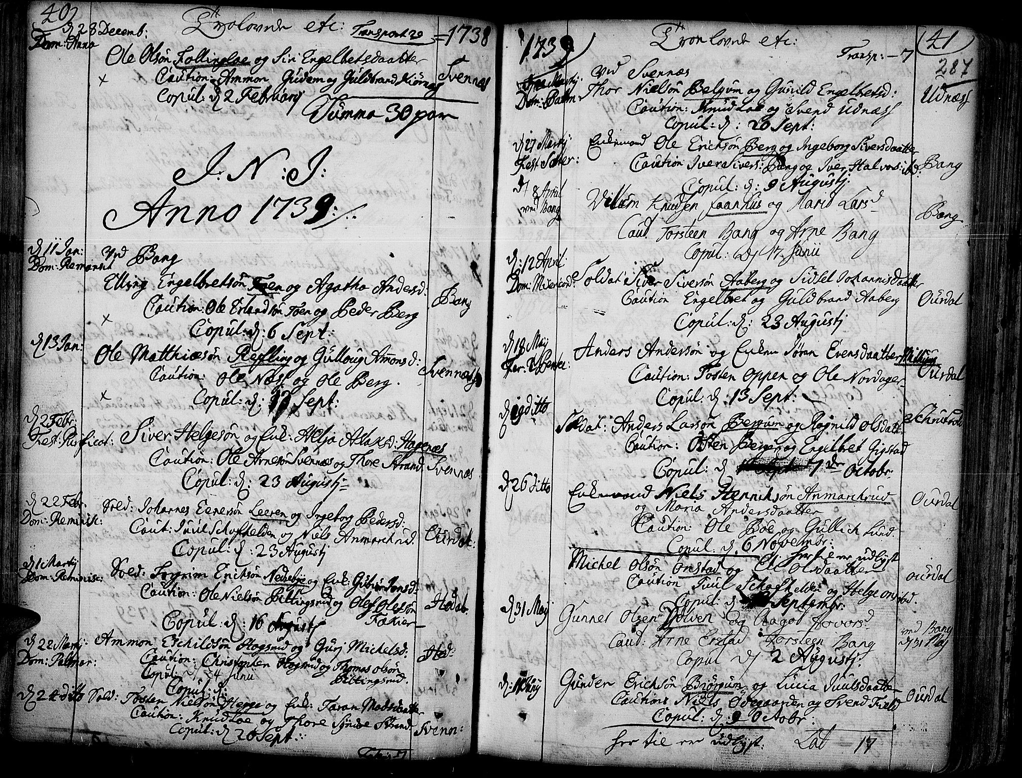 Aurdal prestekontor, SAH/PREST-126/H/Ha/Haa/L0004: Parish register (official) no. 4, 1730-1762, p. 40-41