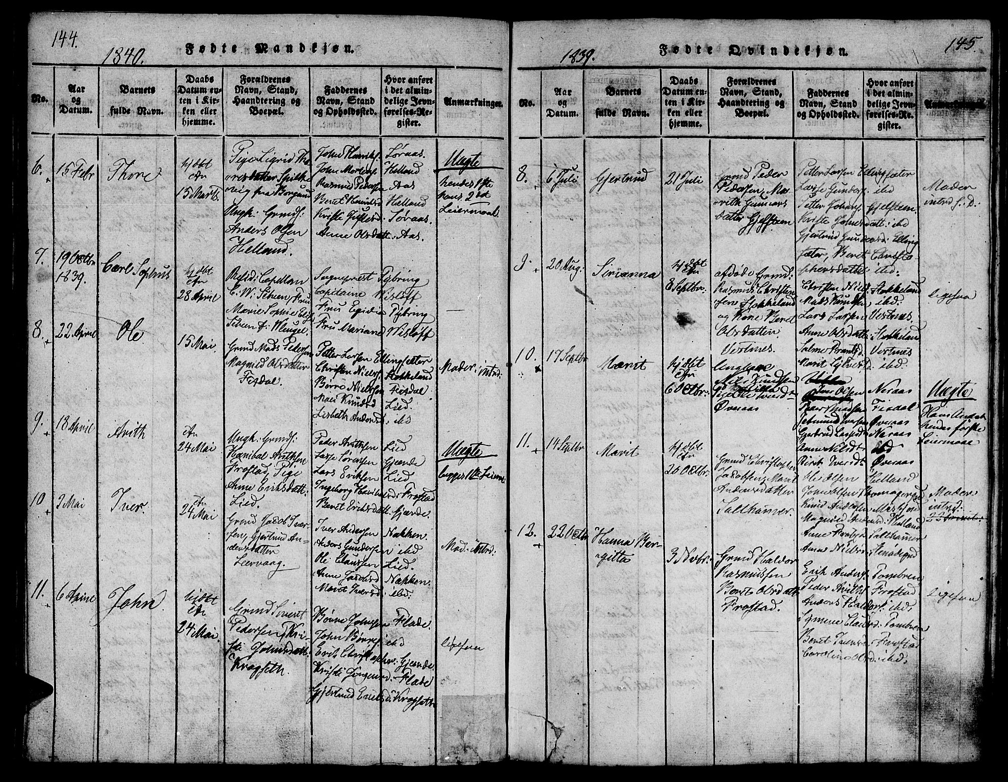 Ministerialprotokoller, klokkerbøker og fødselsregistre - Møre og Romsdal, AV/SAT-A-1454/539/L0528: Parish register (official) no. 539A01, 1818-1847, p. 144-145