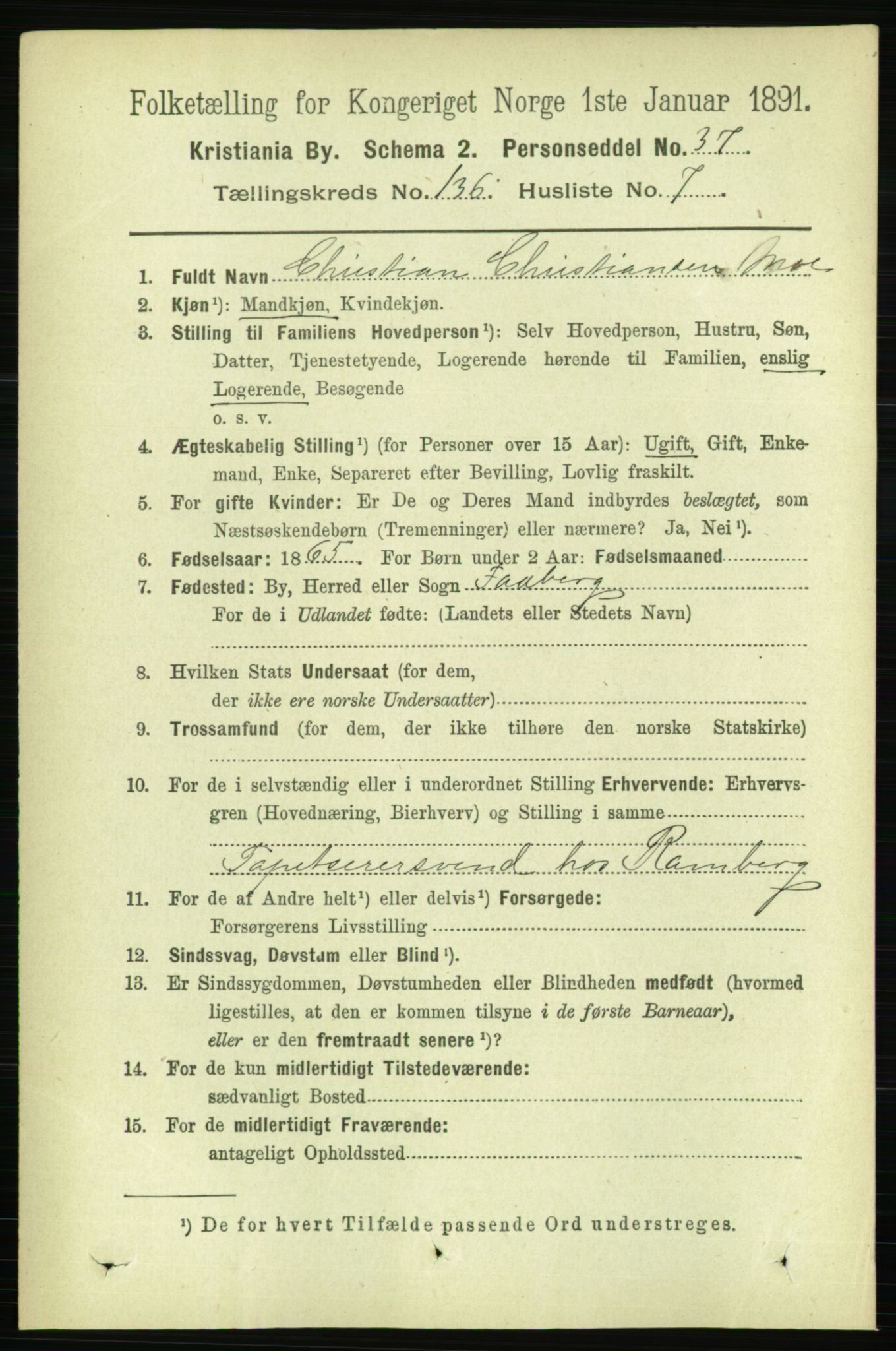 RA, 1891 census for 0301 Kristiania, 1891, p. 75413