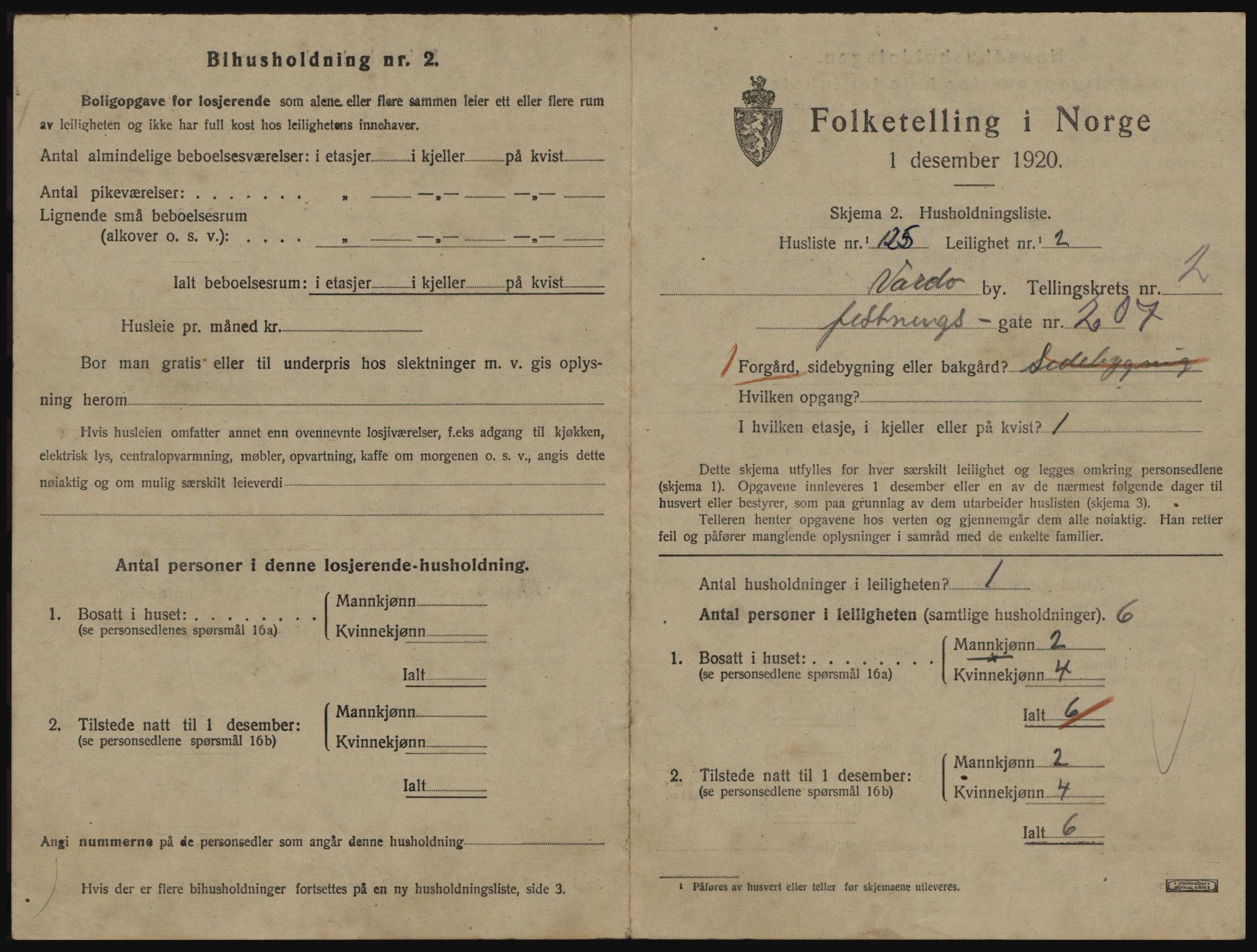 SATØ, 1920 census for Vardø, 1920, p. 2203