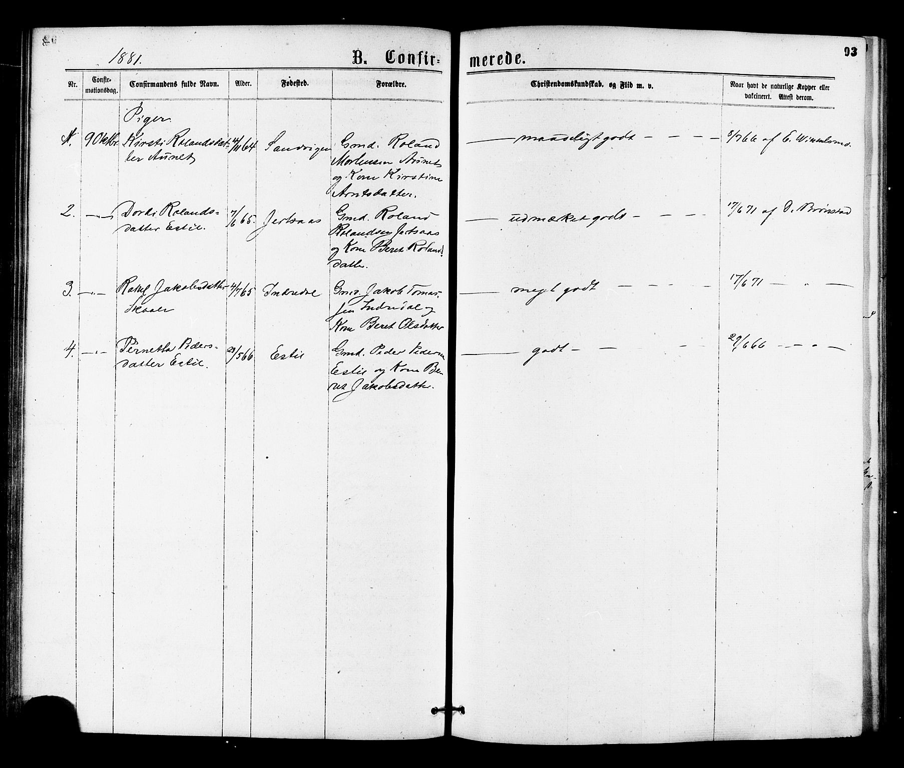 Ministerialprotokoller, klokkerbøker og fødselsregistre - Nord-Trøndelag, SAT/A-1458/755/L0493: Parish register (official) no. 755A02, 1865-1881, p. 93