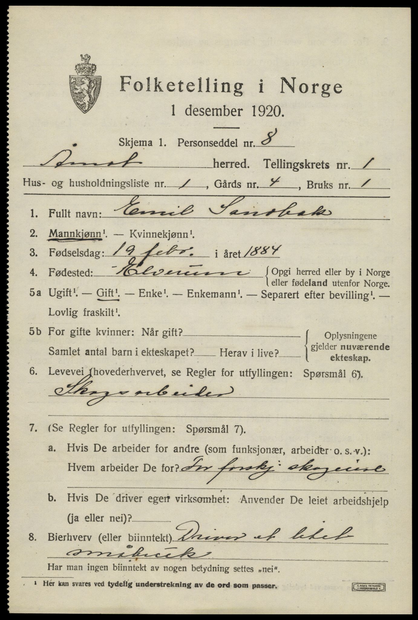 SAH, 1920 census for Åmot, 1920, p. 1601